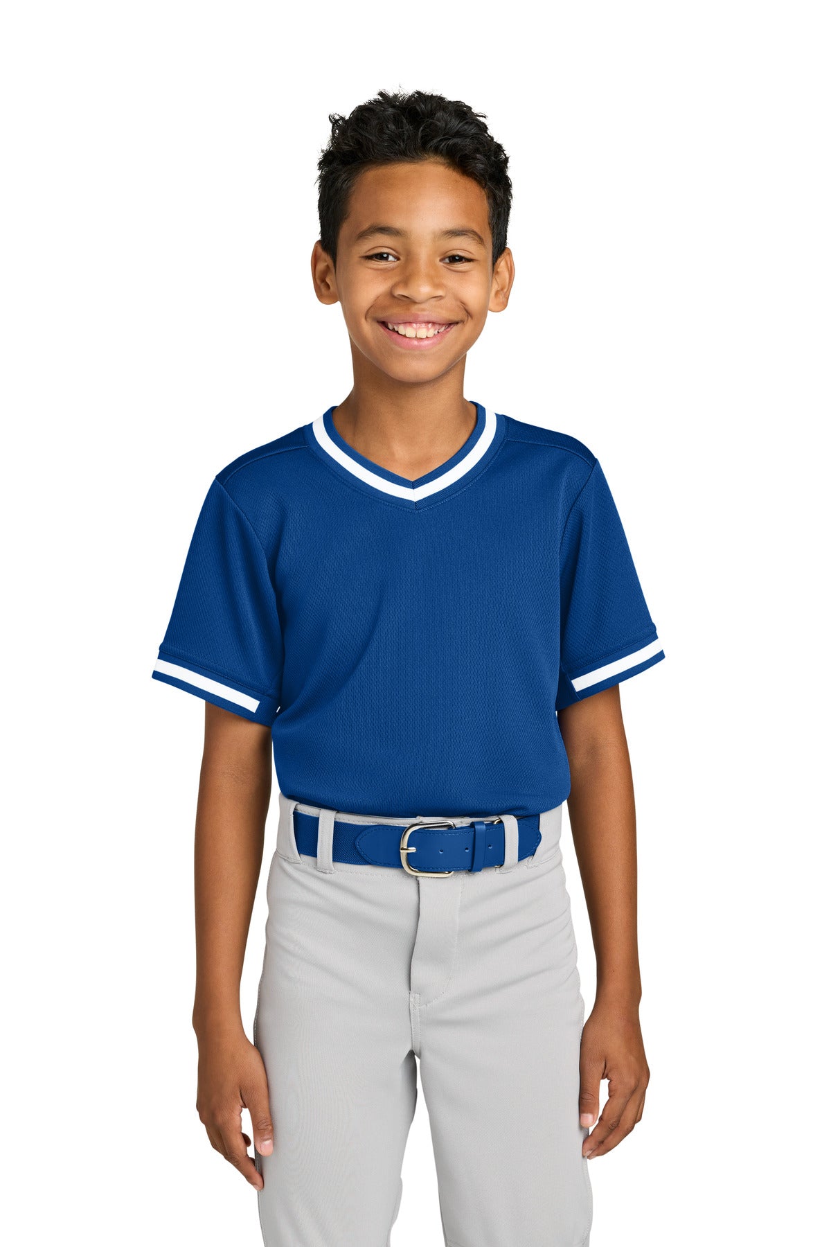 TrueRoyal Sport-Tek Youth Tough Mesh V-Neck Baseball Jersey YST221