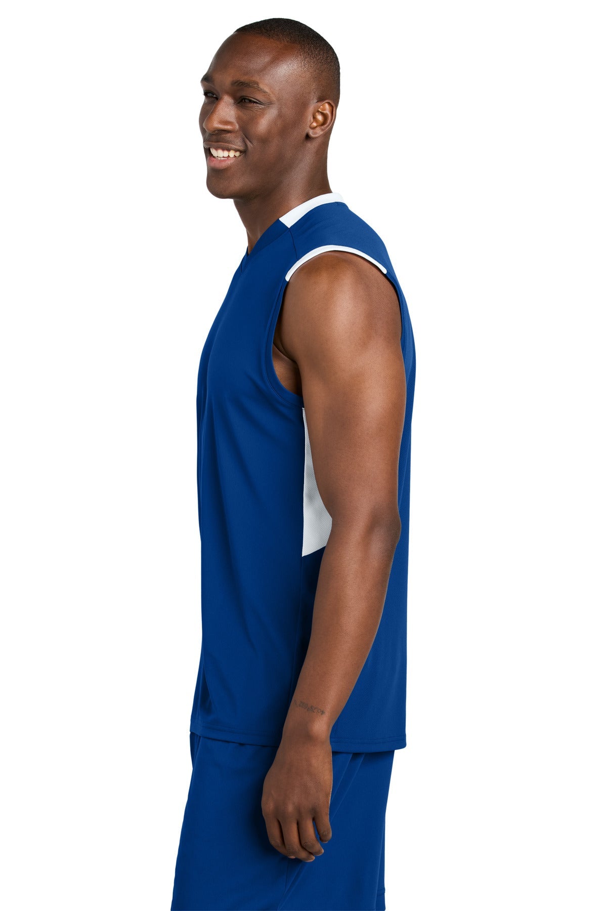 TRy/White Sport-Tek Club Sleeveless V-Neck ST441