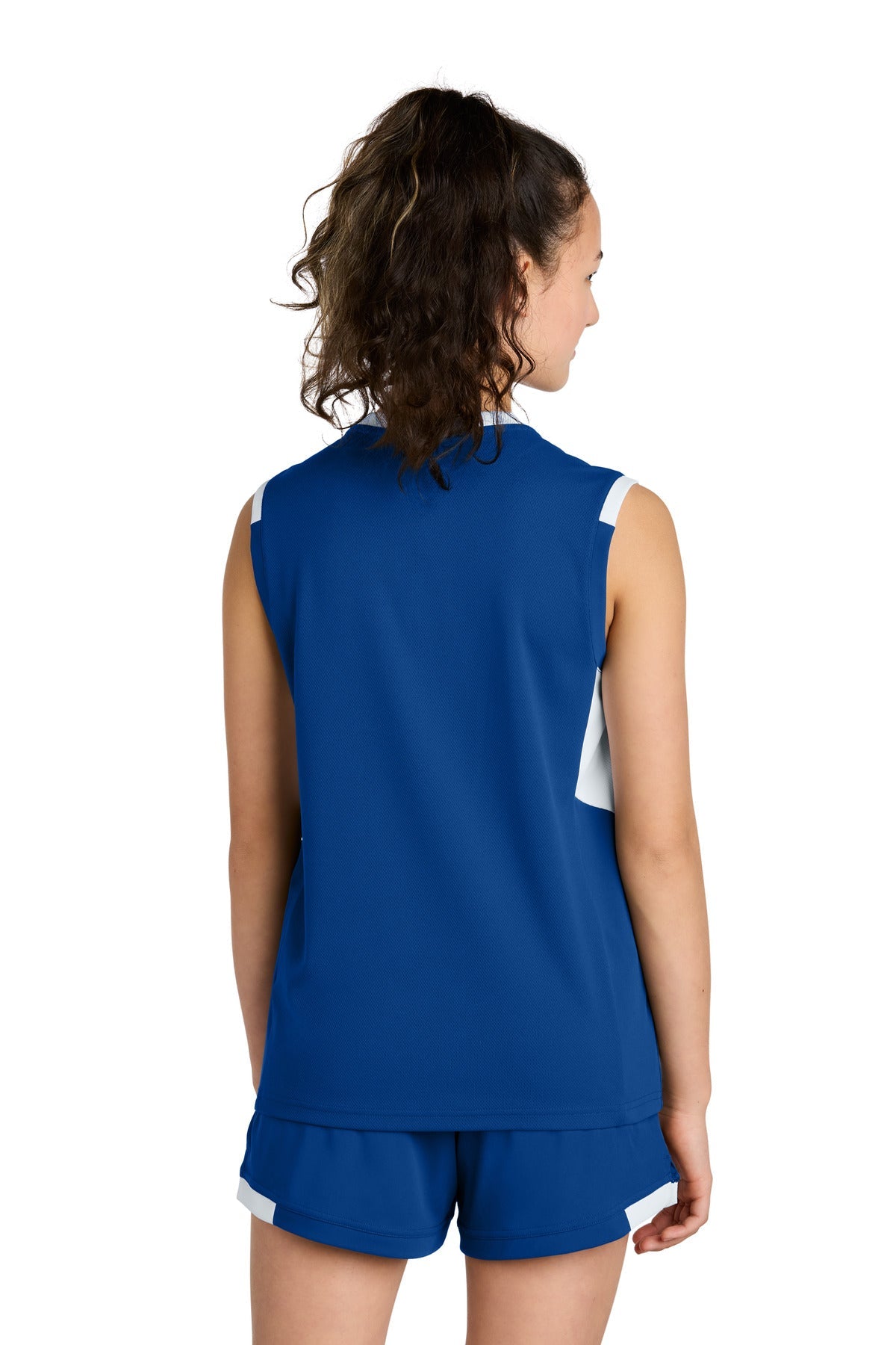TRy/White Sport-Tek Youth Club Sleeveless V-Neck YST441