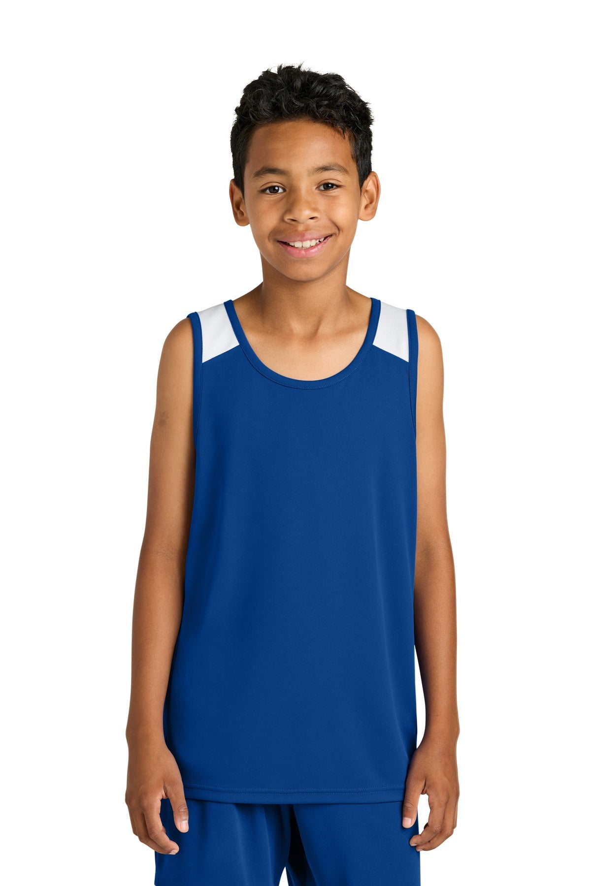 TRy/White Sport-Tek Youth Club Track Tank YST446