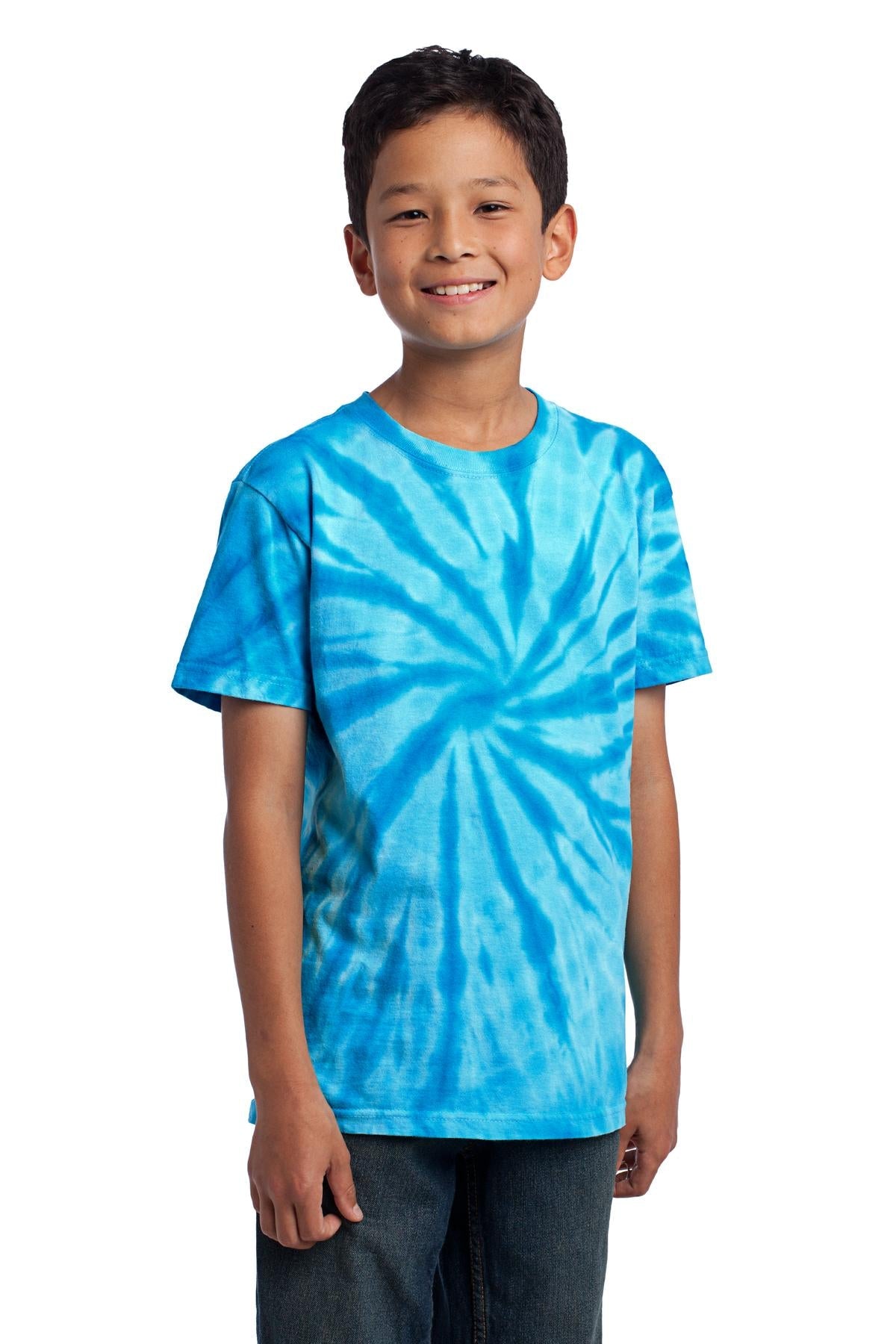 Turquoise Port & Co Youth Tie-Dye Tee. PC147Y