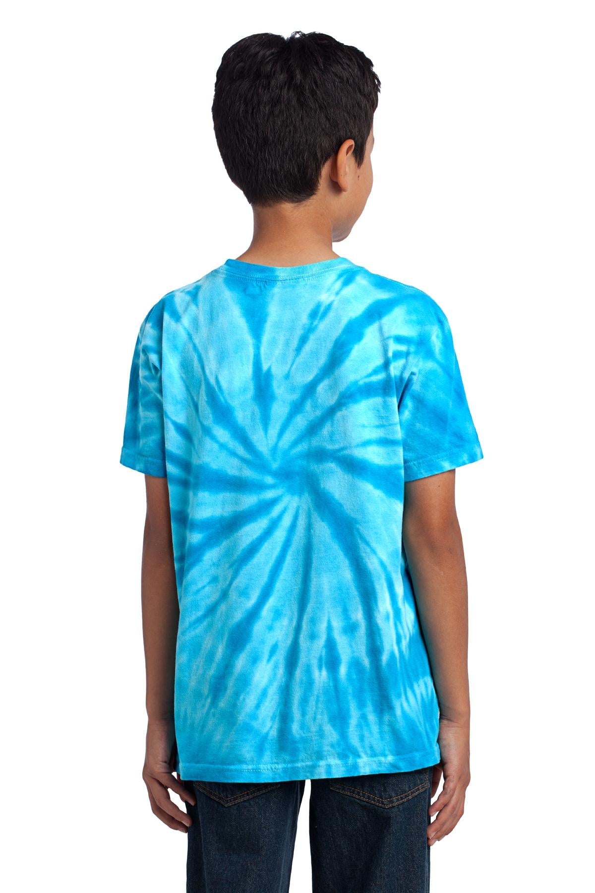Turquoise Port & Co Youth Tie-Dye Tee. PC147Y