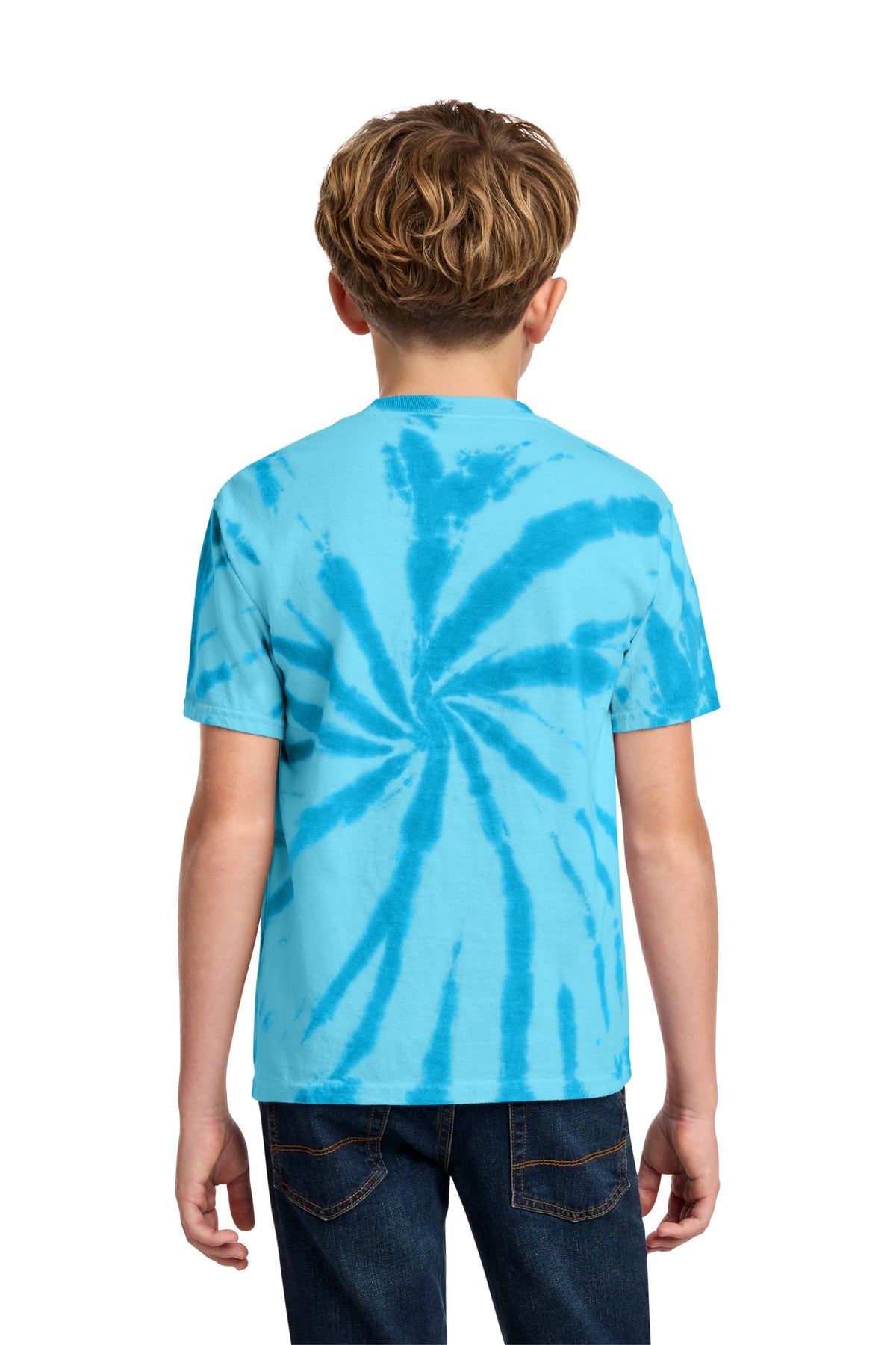 Turquoise Port & Co Youth Tie-Dye Tee. PC147Y