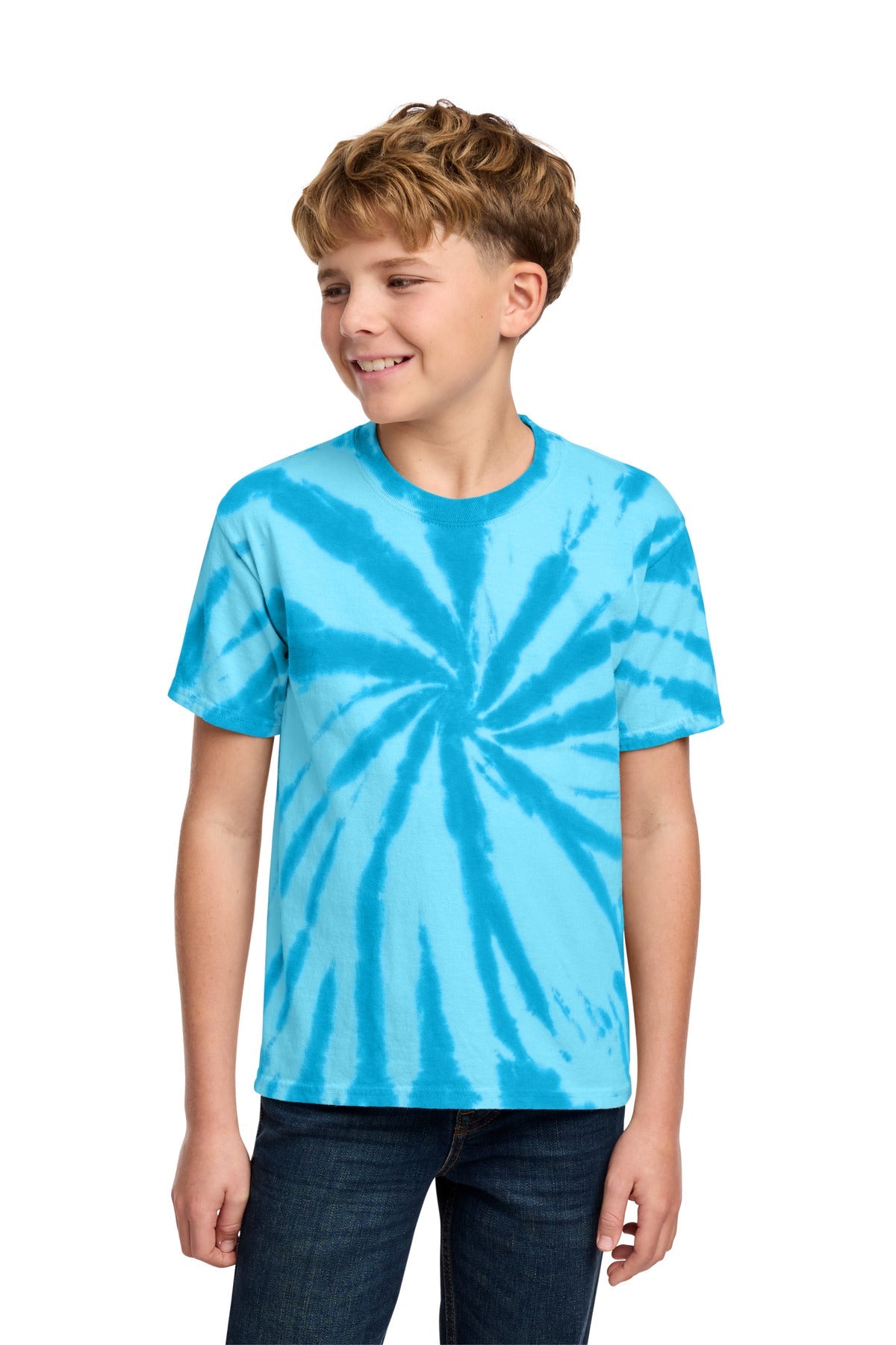 Turquoise Port & Co Youth Tie-Dye Tee. PC147Y