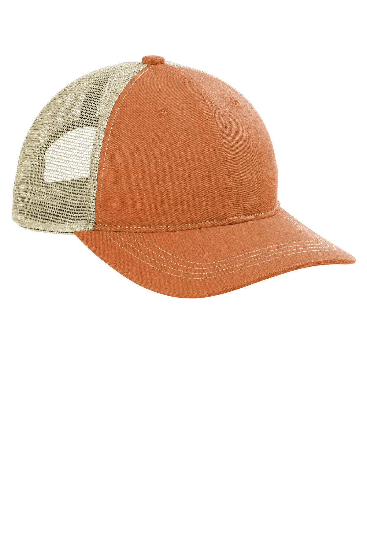 TxOrg/Tan Port Authority Unstructured Snapback Trucker Cap C409