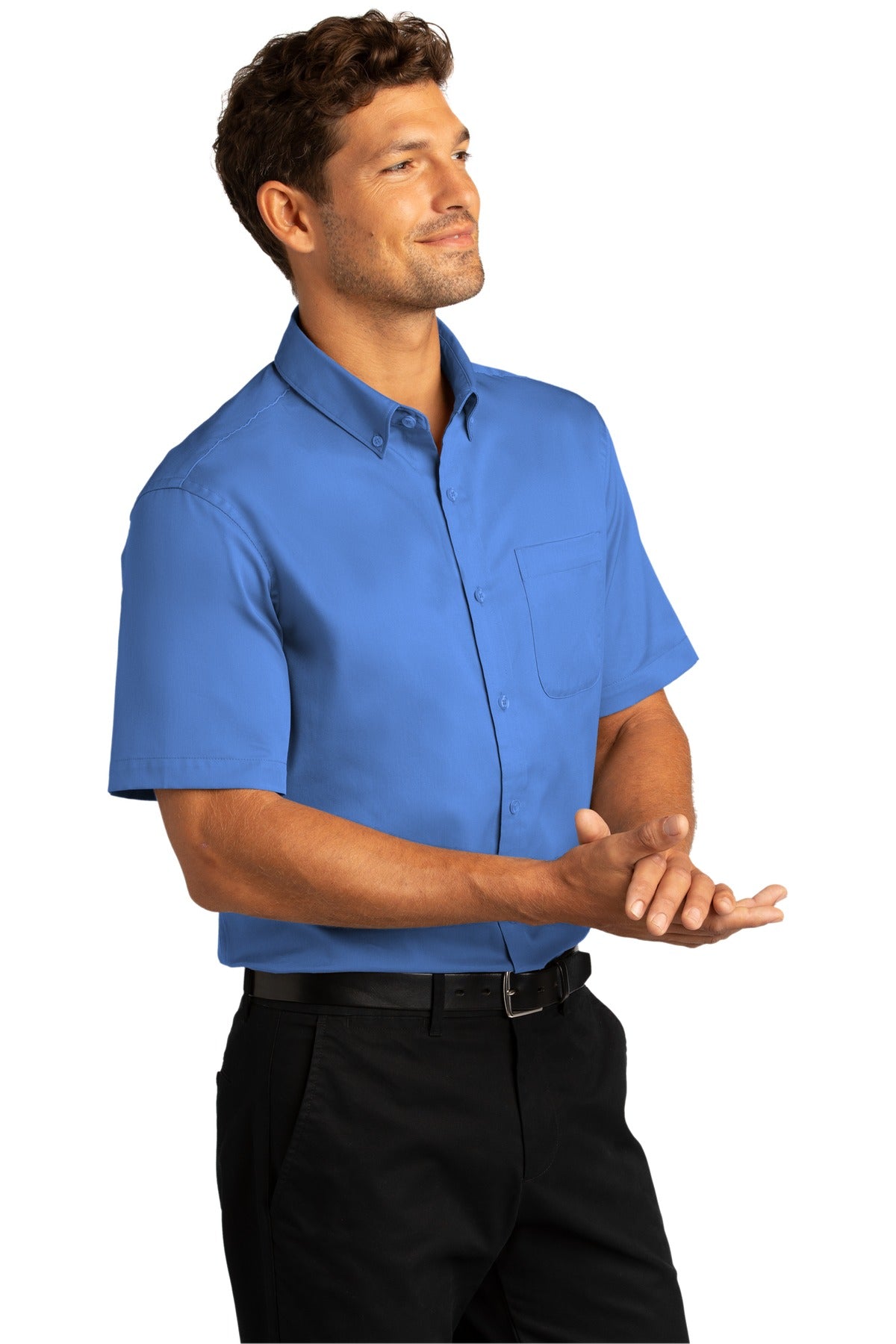 UltramrnBl Port Authority Short Sleeve SuperPro React Twill Shirt. W809