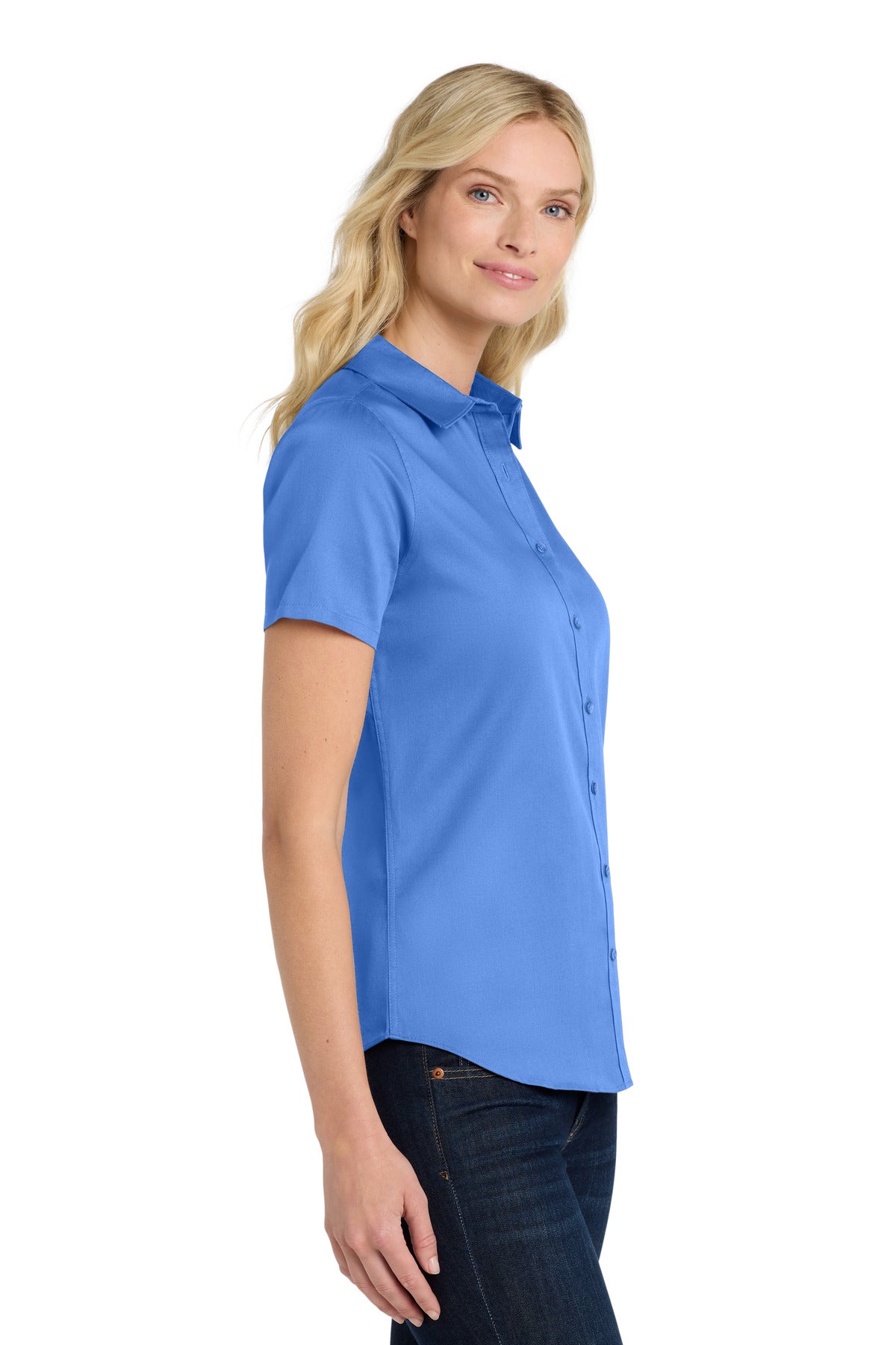 UltramrnBl Port Authority Women's Short Sleeve SuperPro React Twill Shirt. LW809