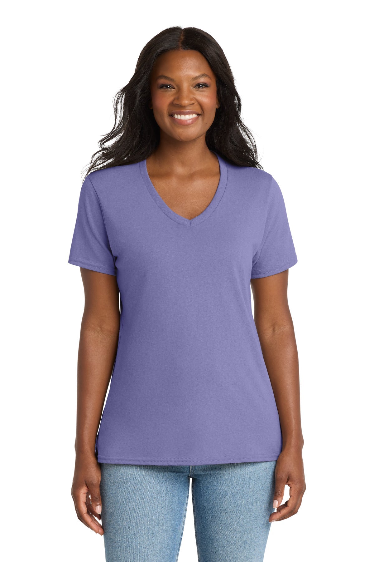 Violet Port & Co Women's Core Cotton V-Neck Tee. LPC54V