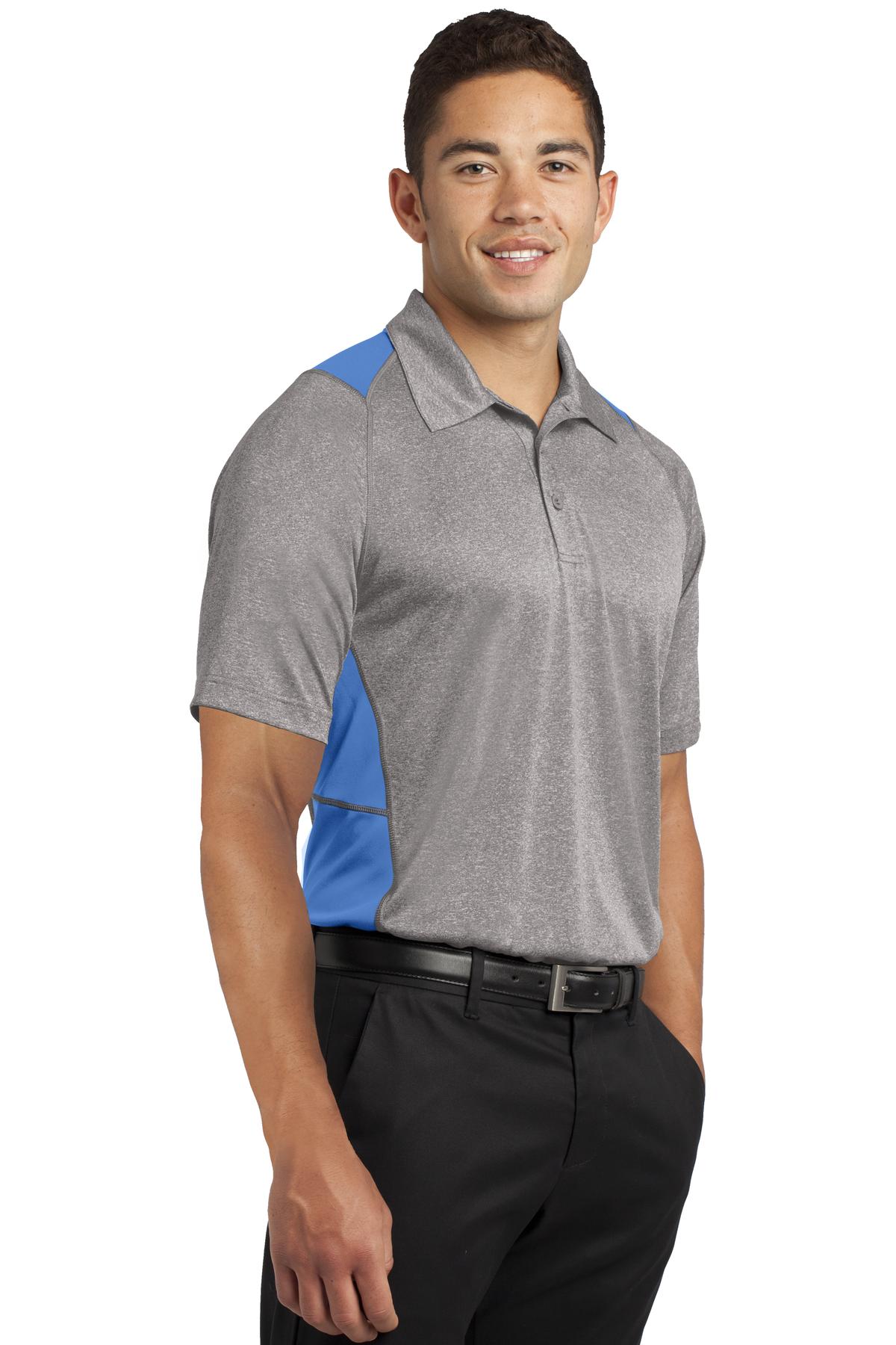 Vnt He/Car Blu Sport-Tek Heather Colorblock Contender Polo. ST665