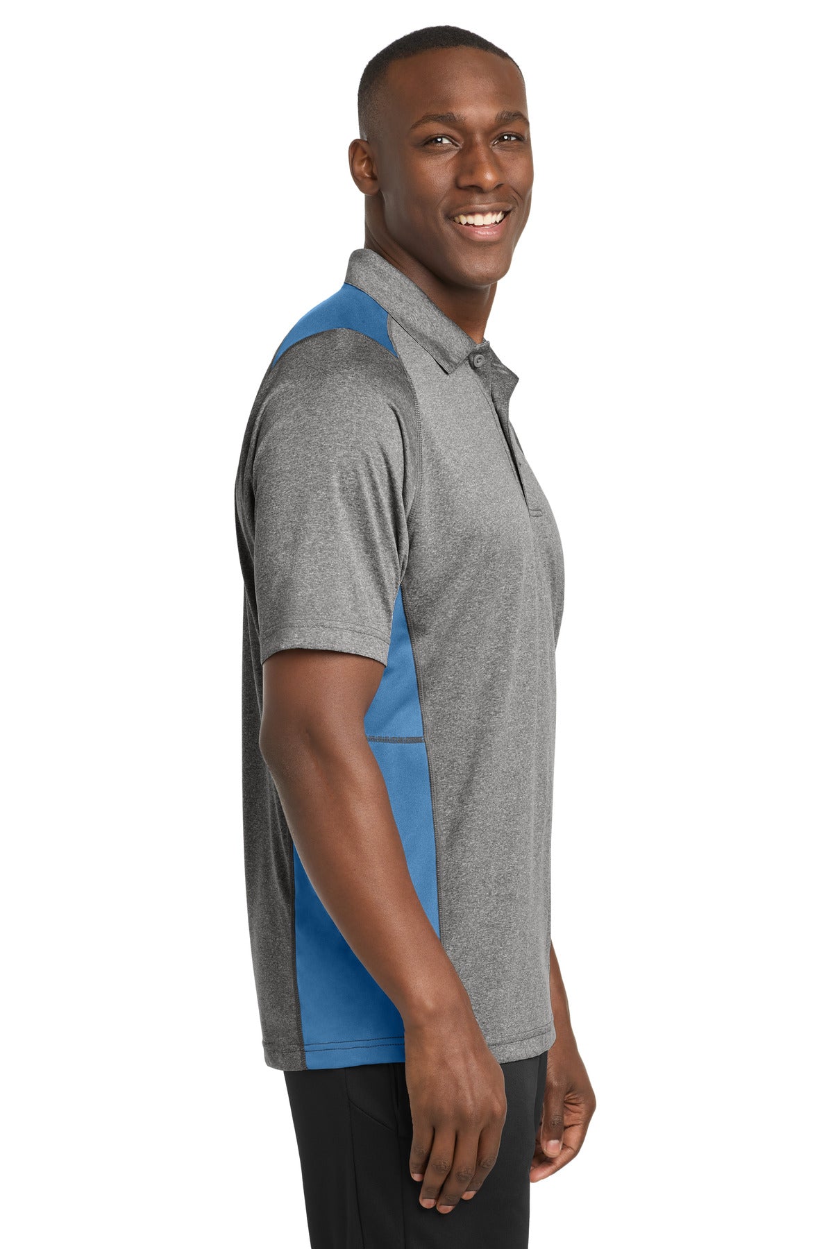 Vnt He/Car Blu Sport-Tek Heather Colorblock Contender Polo. ST665