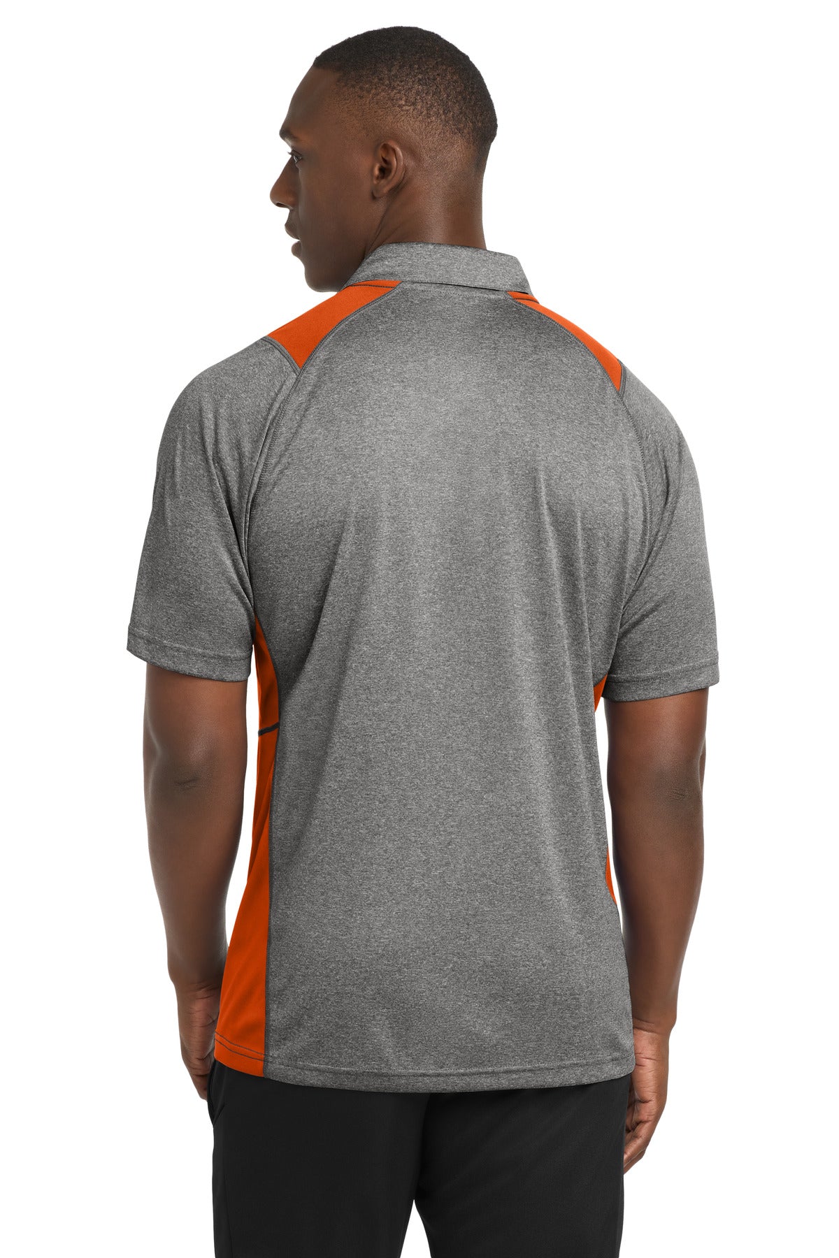 Vnt He/Dp Orng Sport-Tek Heather Colorblock Contender Polo. ST665