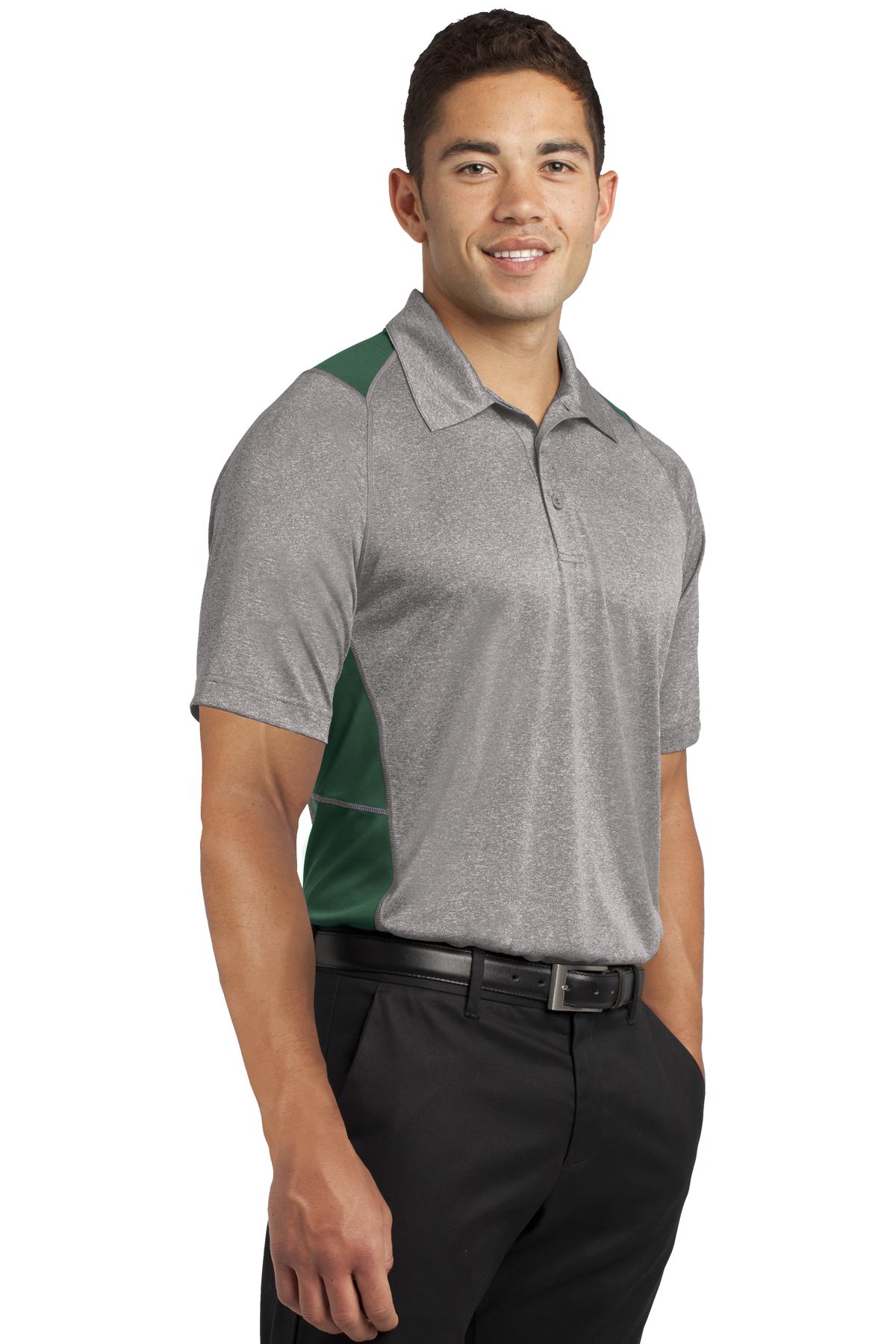 Vnt He/For Grn Sport-Tek Heather Colorblock Contender Polo. ST665