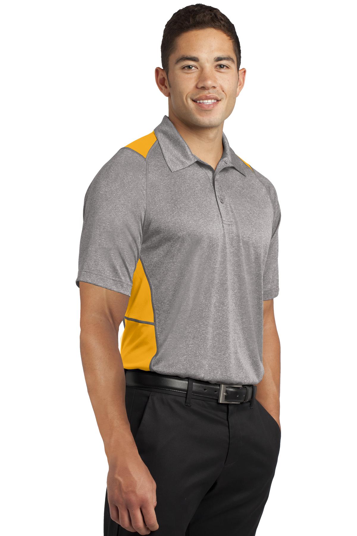 Vnt He/Gold Sport-Tek Heather Colorblock Contender Polo. ST665