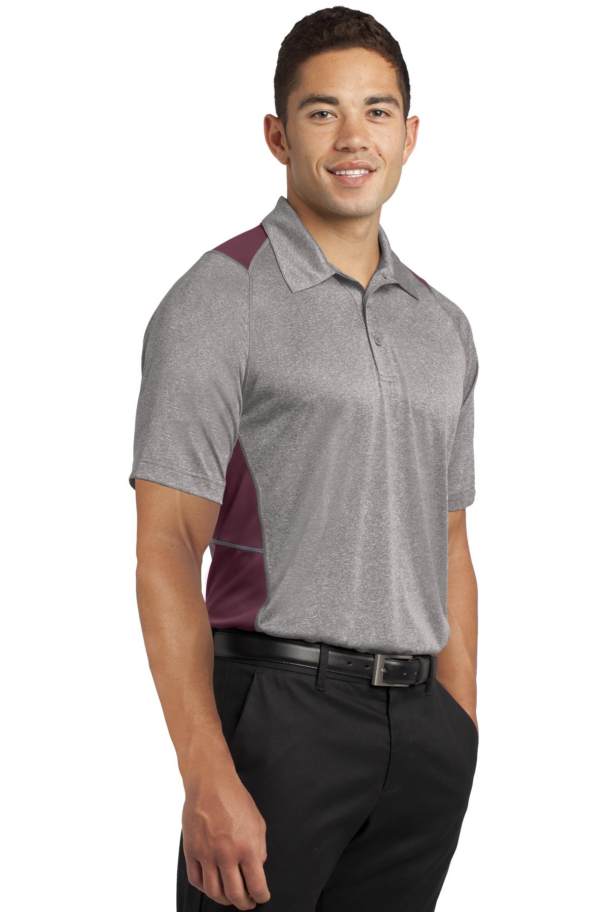 Vnt He/Maroon Sport-Tek Heather Colorblock Contender Polo. ST665
