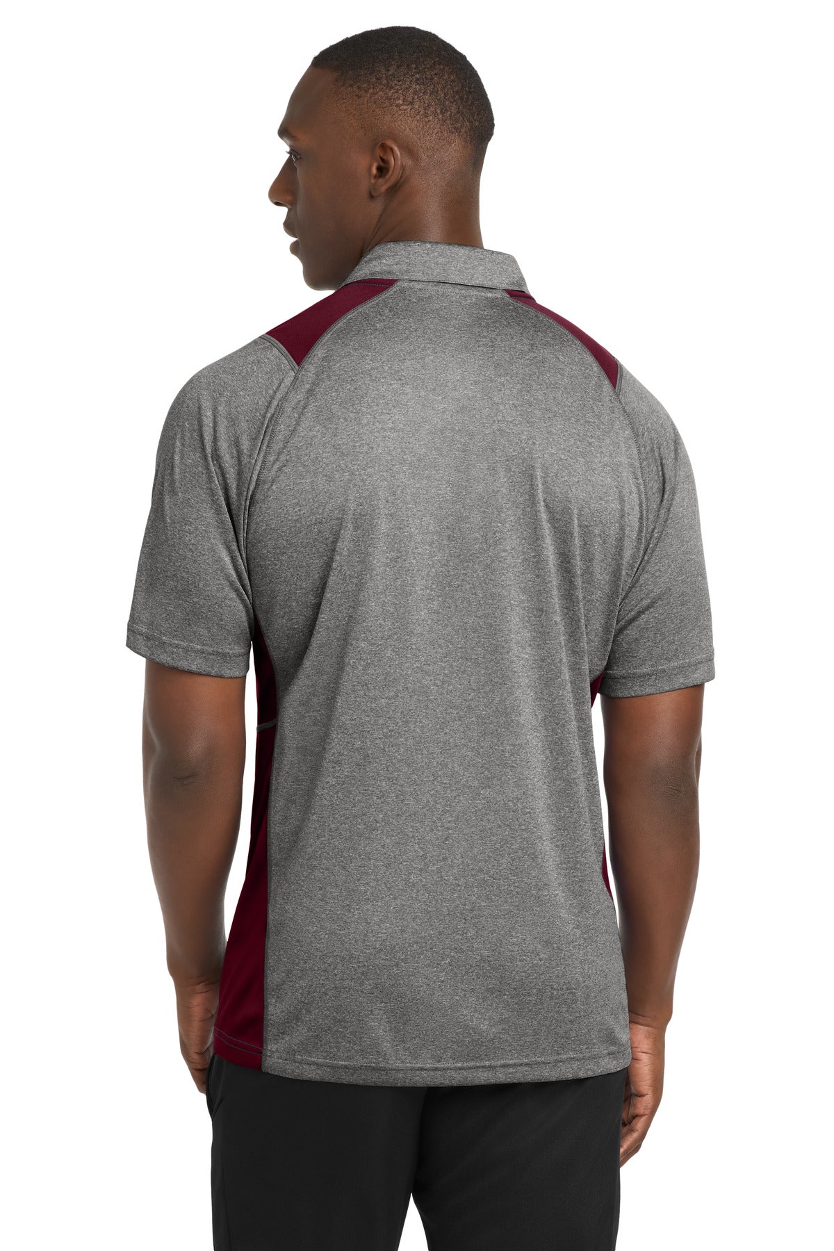 Vnt He/Maroon Sport-Tek Heather Colorblock Contender Polo. ST665