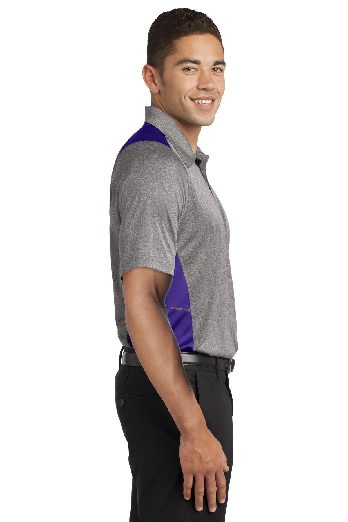 Vnt He/Purple Sport-Tek Heather Colorblock Contender Polo. ST665