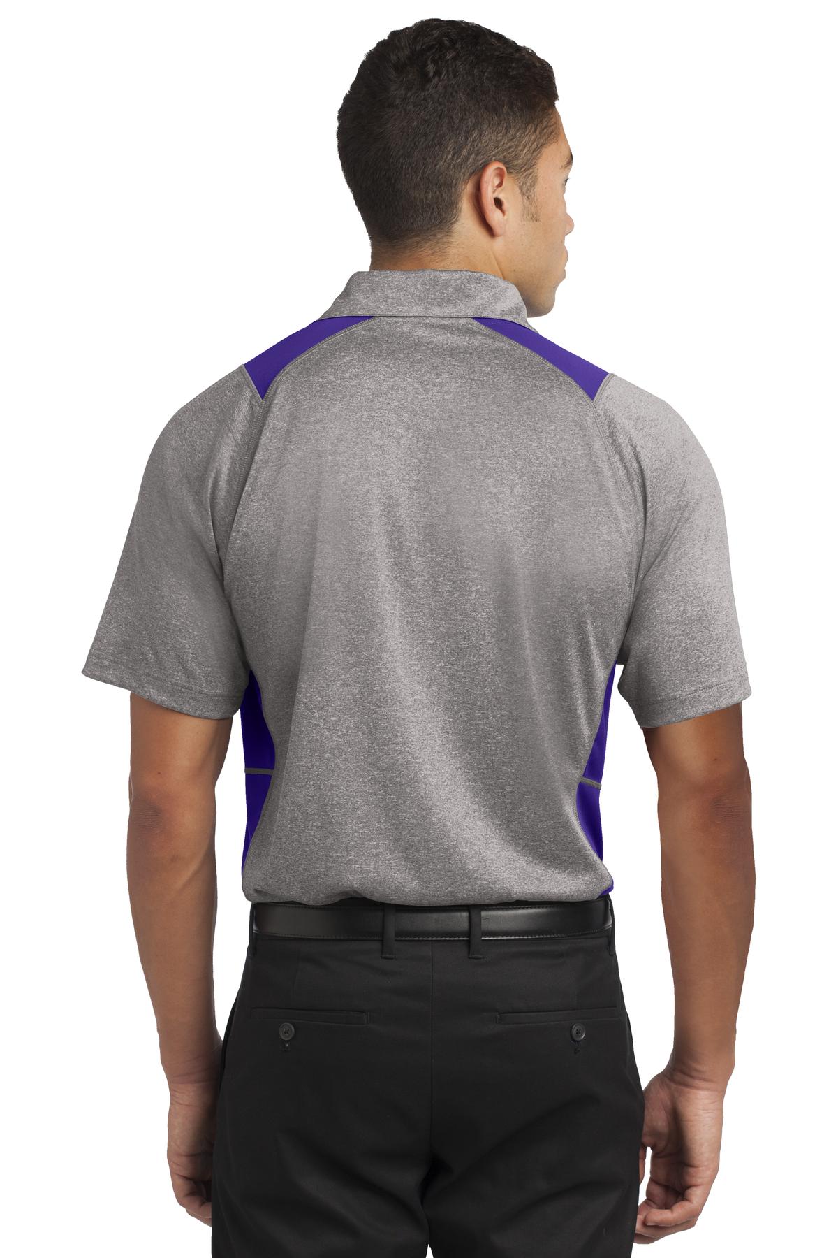 Vnt He/Purple Sport-Tek Heather Colorblock Contender Polo. ST665