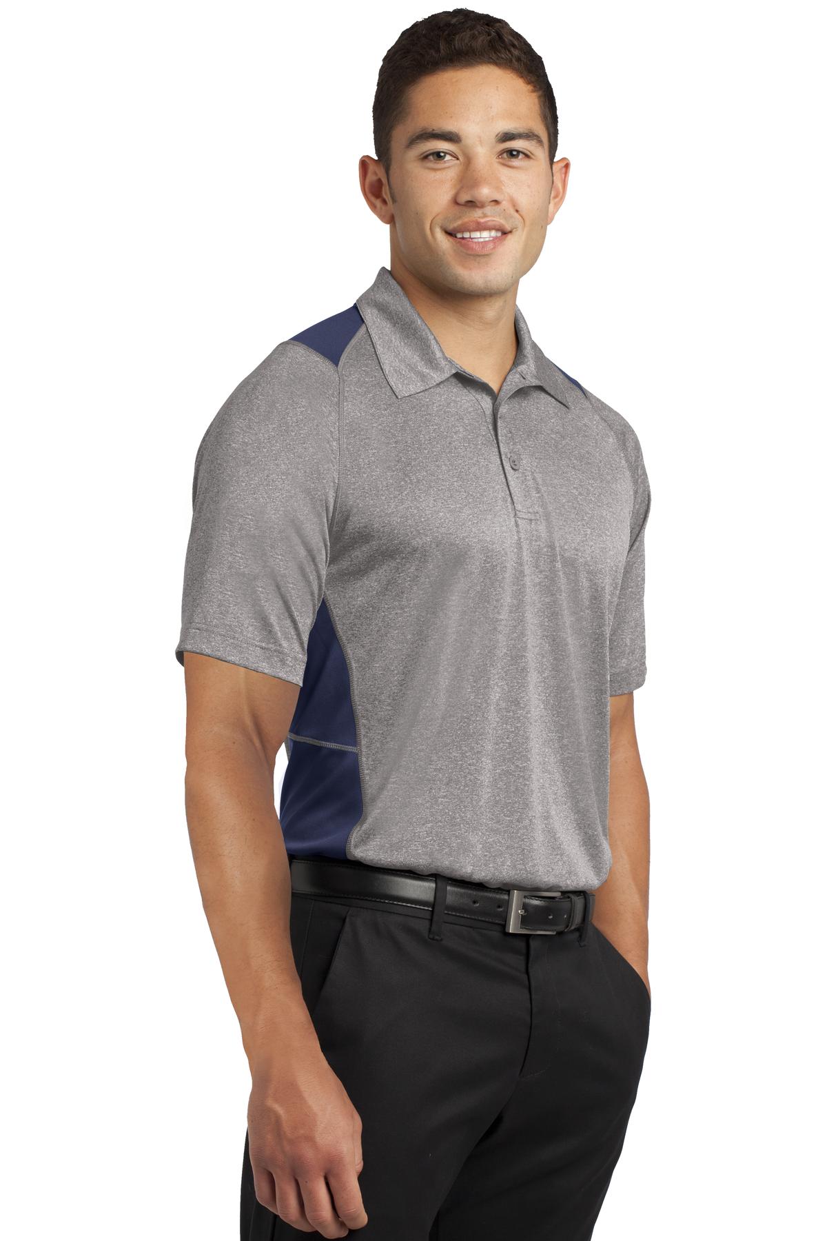 Vnt He/Tr Navy Sport-Tek Heather Colorblock Contender Polo. ST665