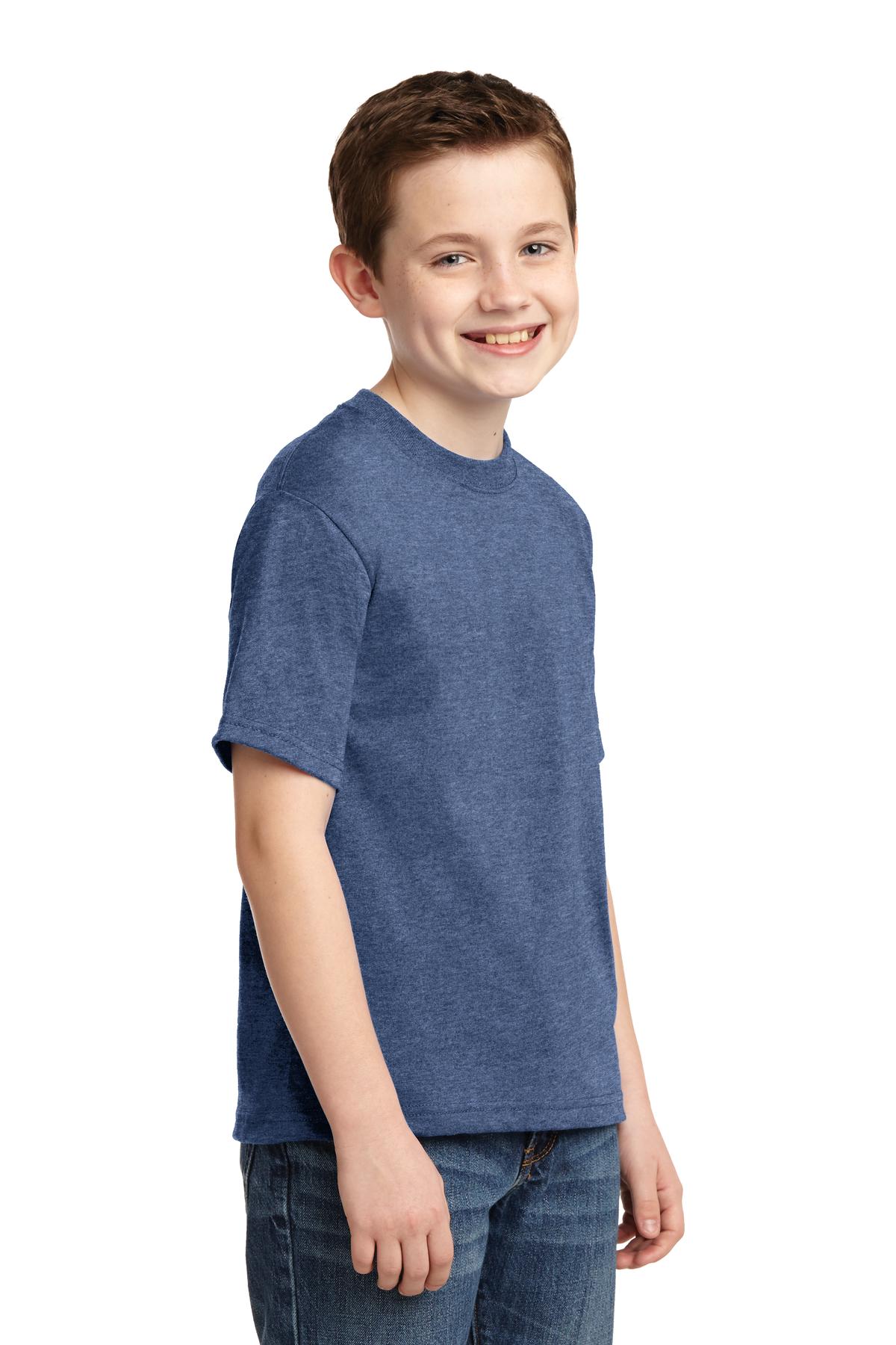 Vntg Hthr Blue Jerzees - Youth Dri-Power 50/50 Cotton/Poly T-Shirt. 29B