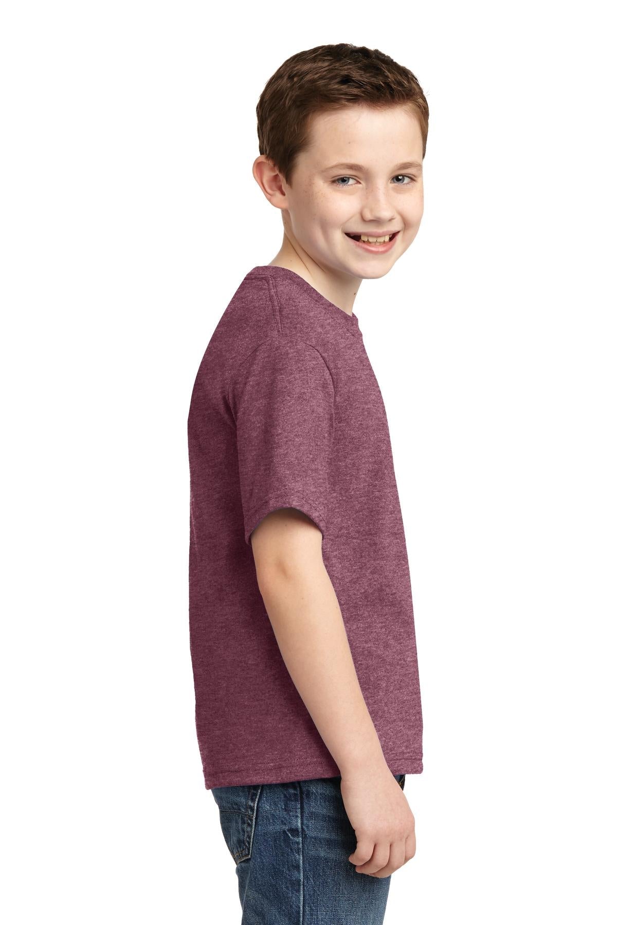 Vntg Hthr Marn Jerzees - Youth Dri-Power 50/50 Cotton/Poly T-Shirt. 29B