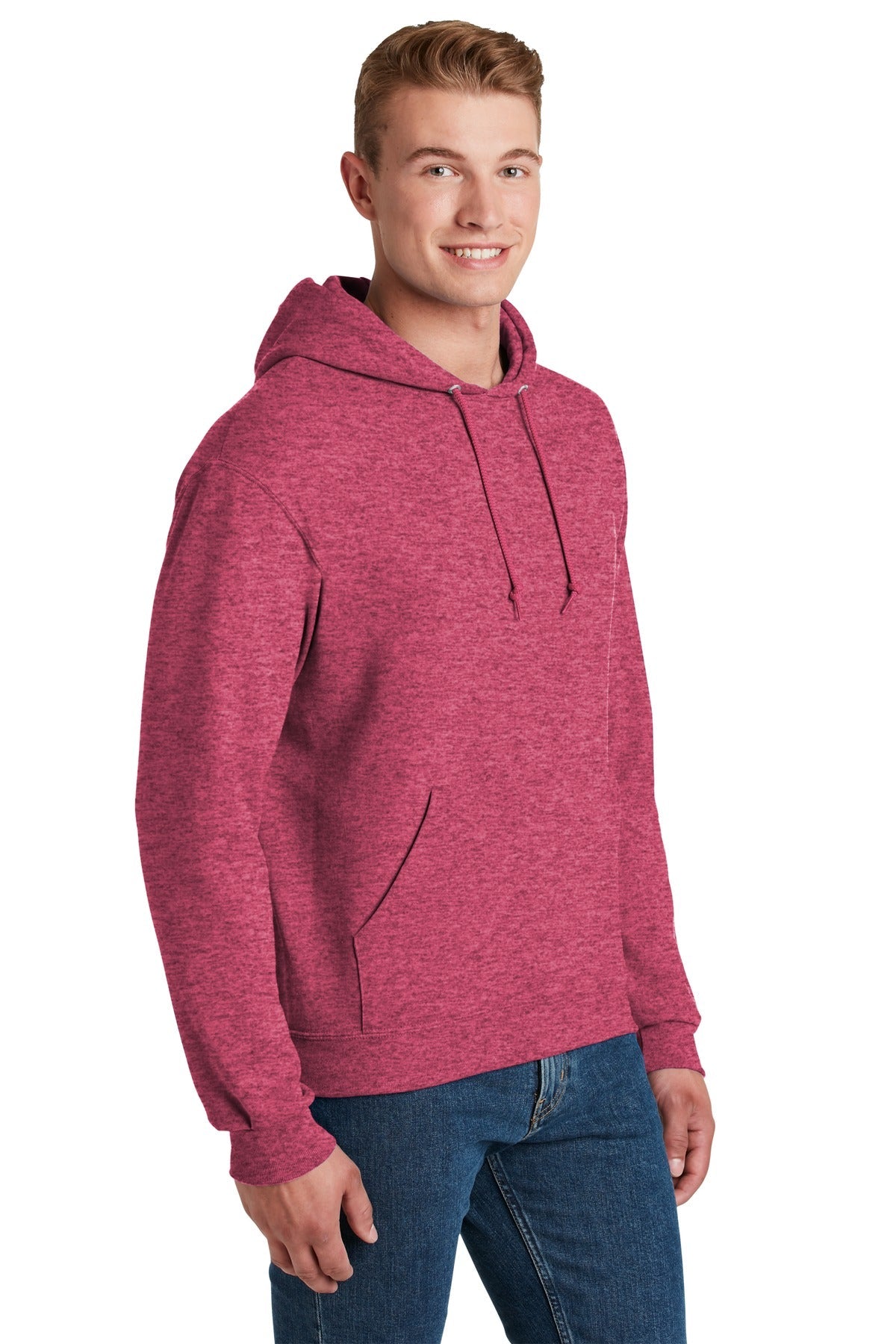 Vntg Hthr Red Jerzees NuBlend Pullover Hooded Sweatshirt. 996M