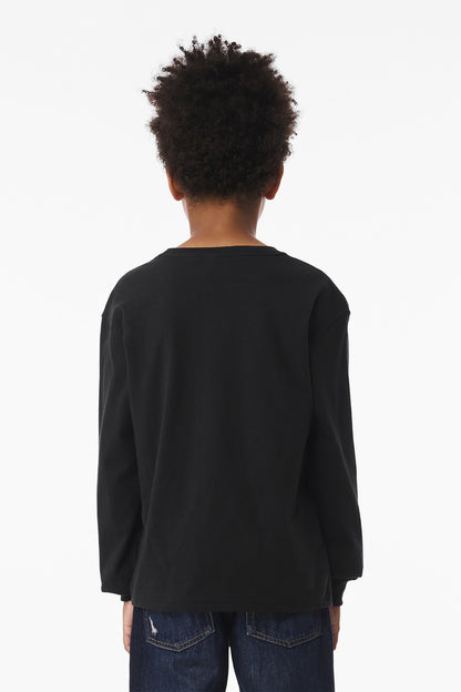 VtgBlack BELLA+CANVAS Youth 6-Ounce Heavyweight Long Sleeve Tee BC3511Y