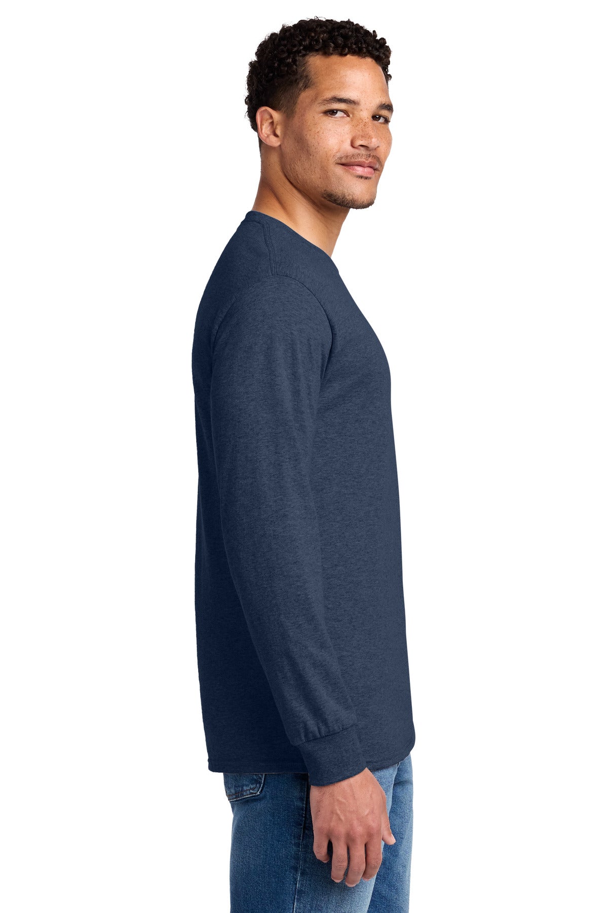 VtgHtrNavy Jerzees - Dri-Power 50/50 Cotton/Poly Long Sleeve T-Shirt. 29LS