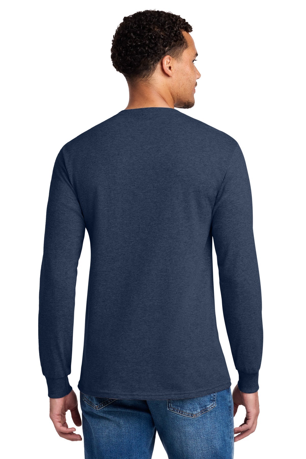 VtgHtrNavy Jerzees - Dri-Power 50/50 Cotton/Poly Long Sleeve T-Shirt. 29LS