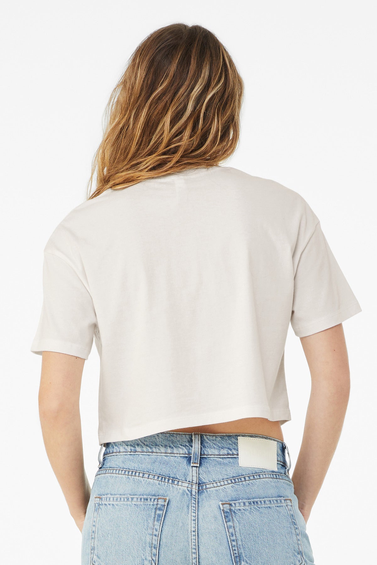 VtgWhite BELLA+CANVAS Women's Jersey Crop Tee BC6482