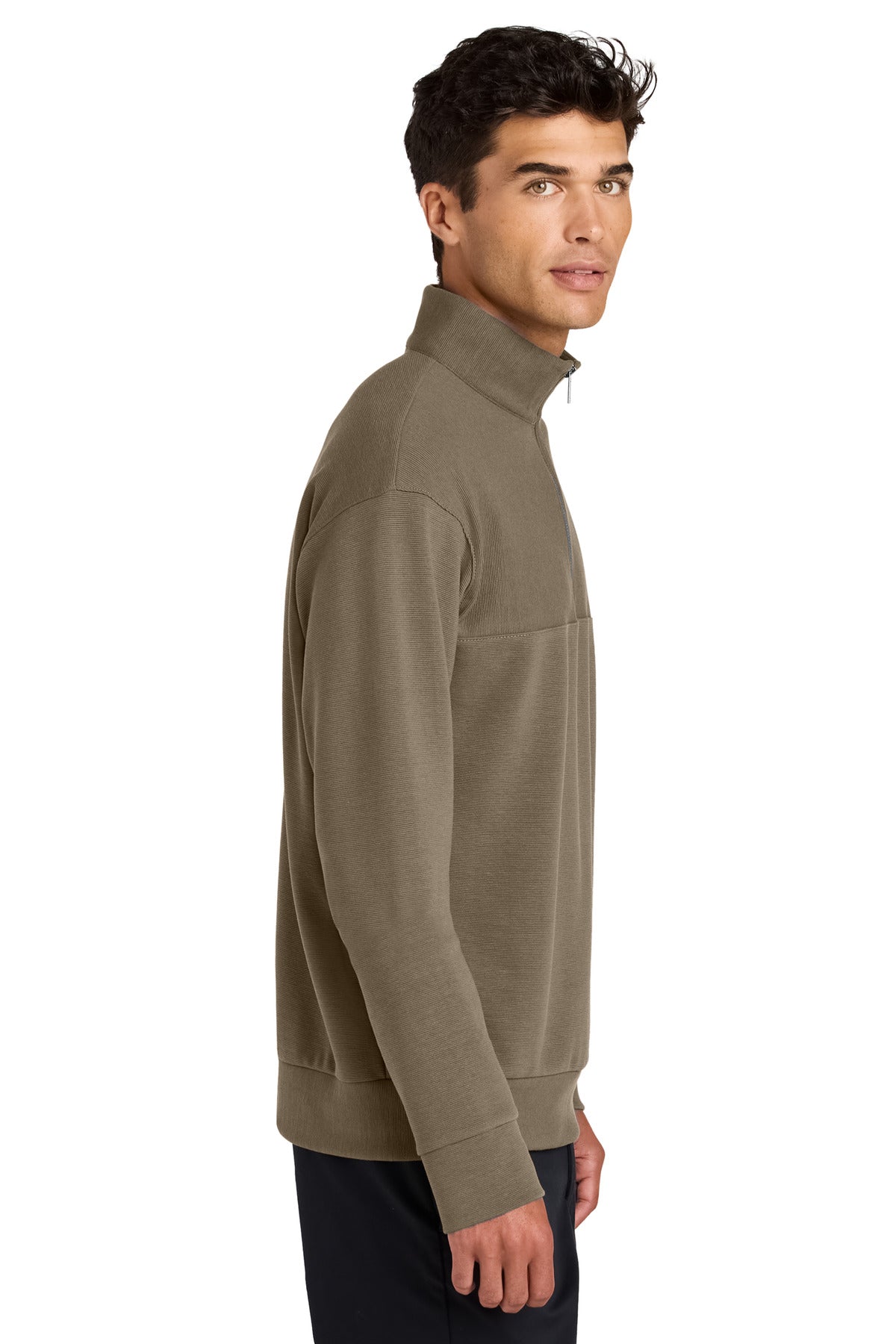 WarmTaupe Mercer+Mettle Linear Texture 1/4-Zip MM3040