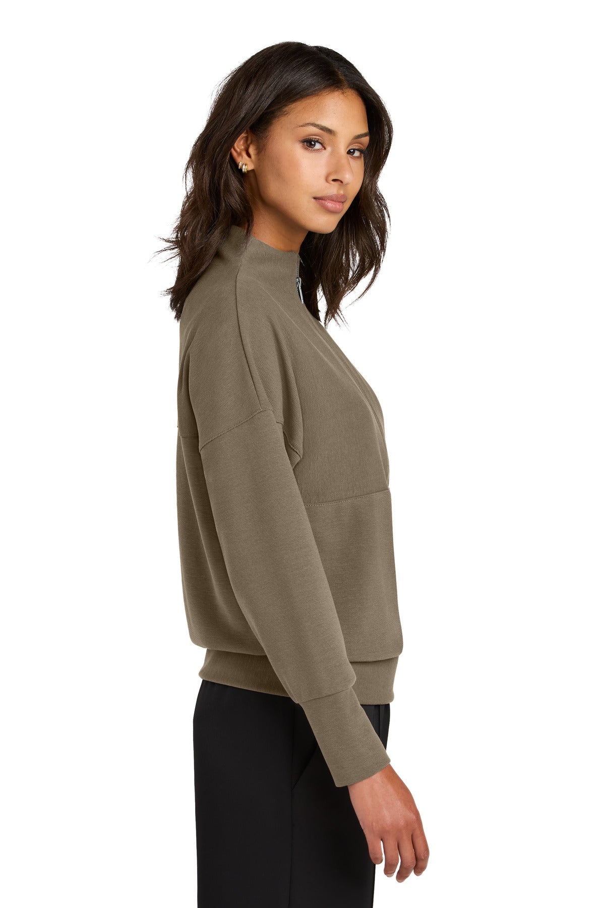 WarmTaupe Mercer+Mettle Women's Linear Texture 1/4-Zip MM3041