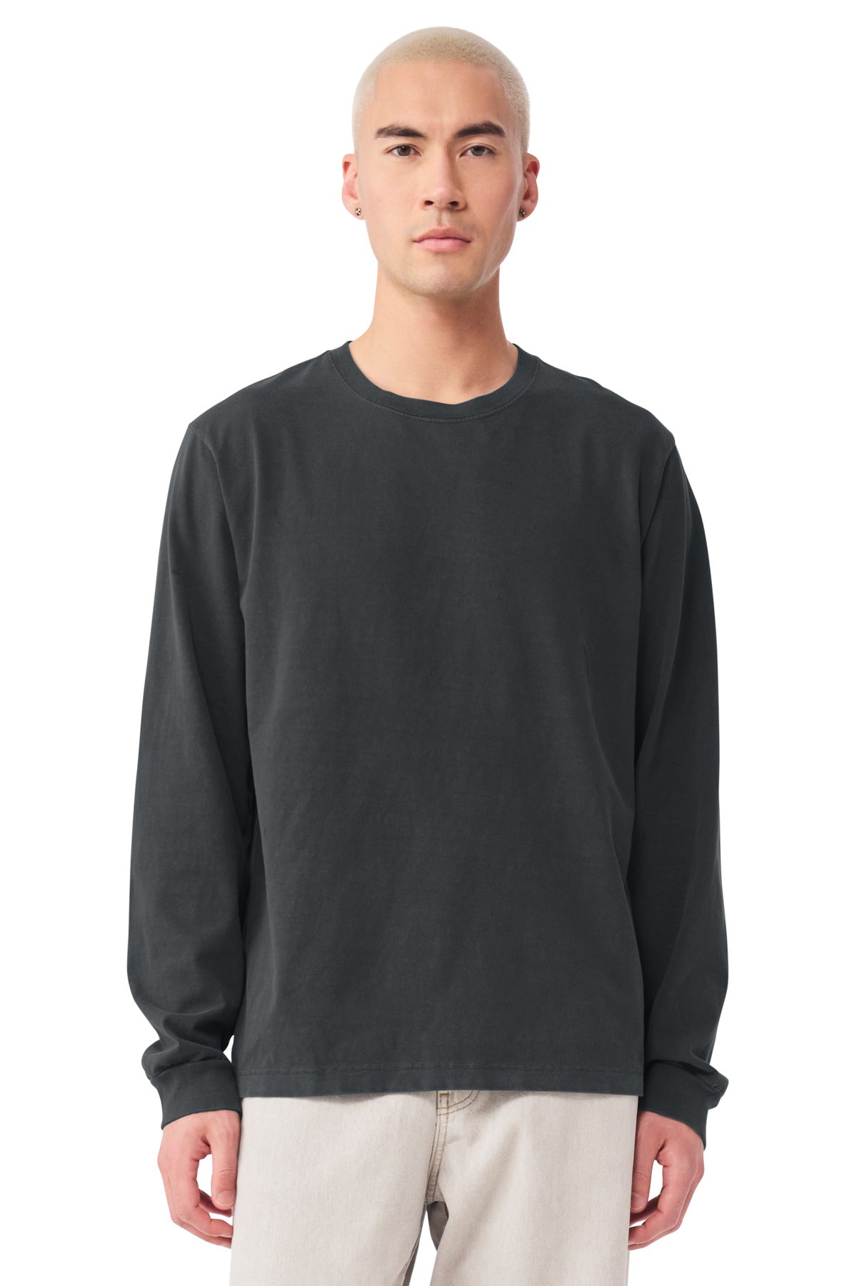 WashedBlk BELLA+CANVAS Unisex Heavyweight Garment-Dyed Long Sleeve Tee BC4851GD