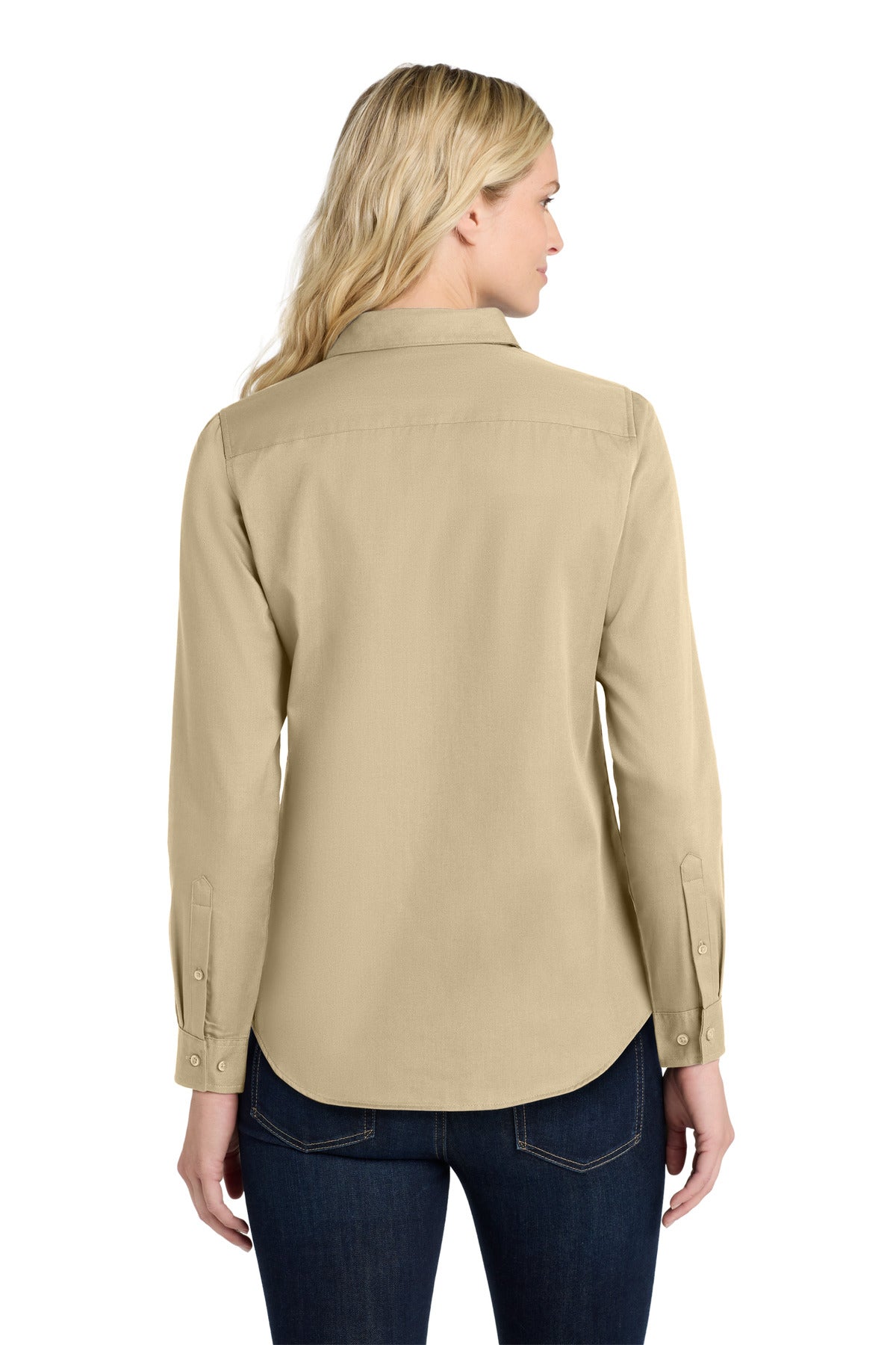 Wheat Port Authority Women's Long Sleeve SuperPro React Twill Shirt. LW808