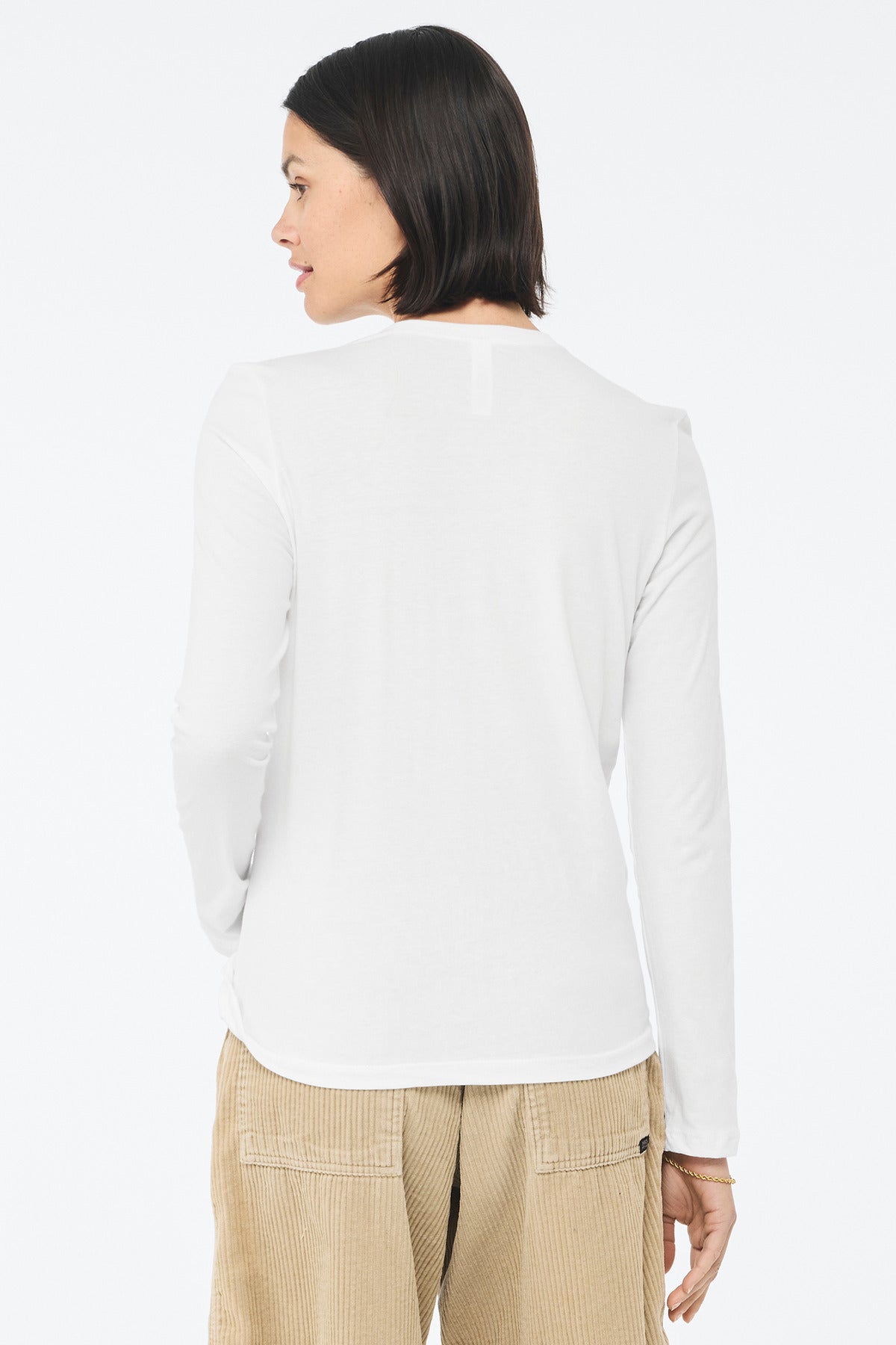 White BELLA+CANVAS Women's Jersey Long Sleeve Tee BC6500