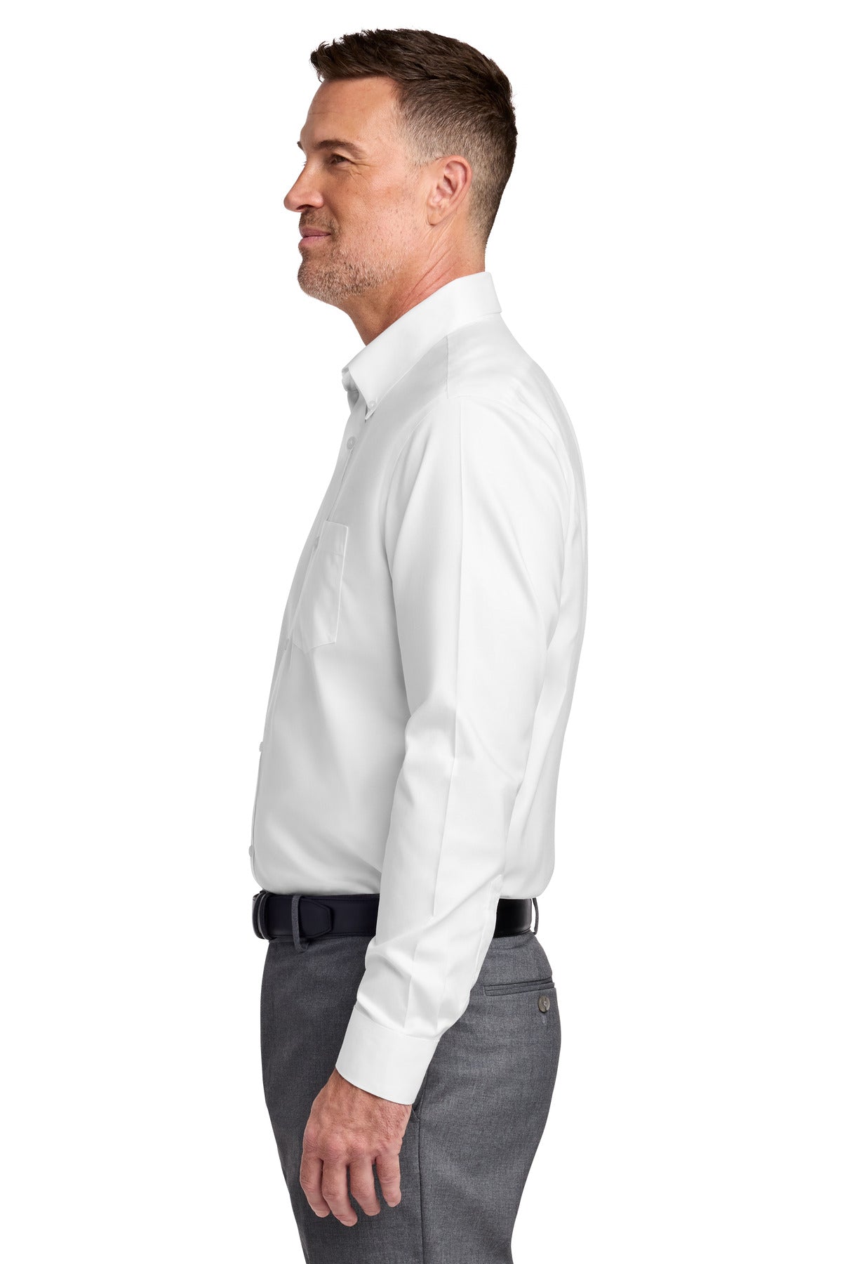 White Brooks Brothers Tall Wrinkle-Free Stretch Nailhead Shirt TBB18002