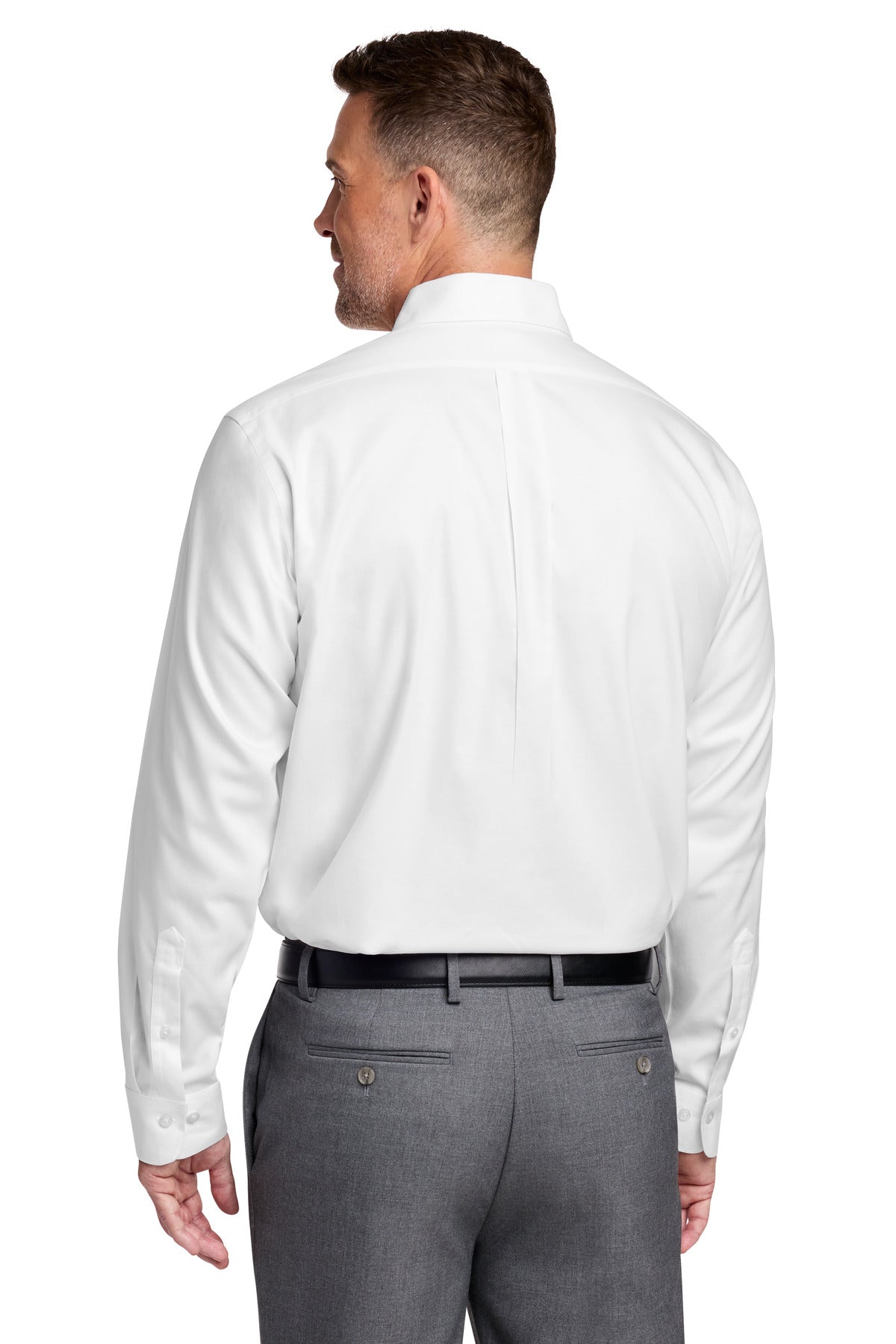 White Brooks Brothers Tall Wrinkle-Free Stretch Nailhead Shirt TBB18002