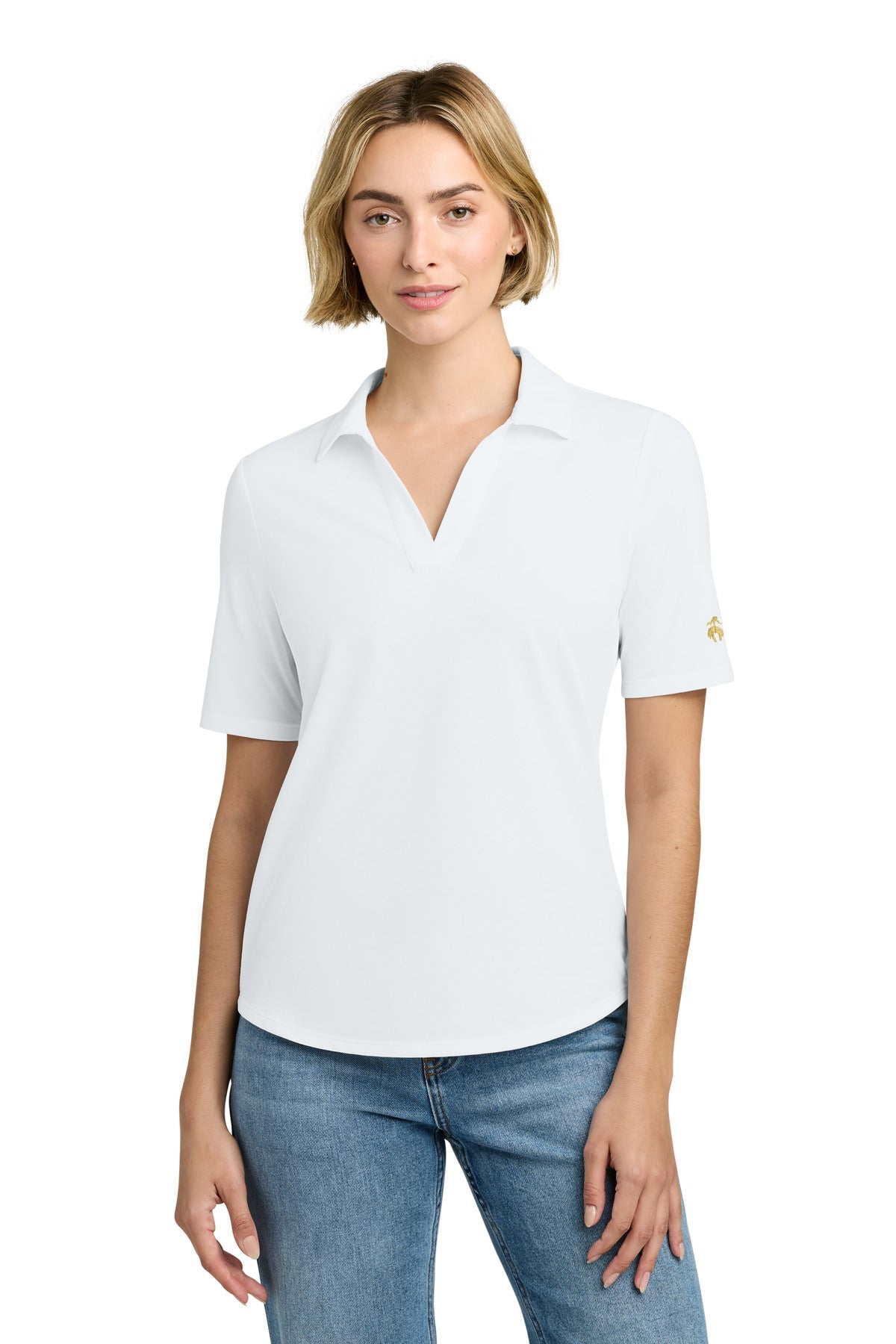 White Brooks Brothers Women's Pinpoint Pique Polo BB18223