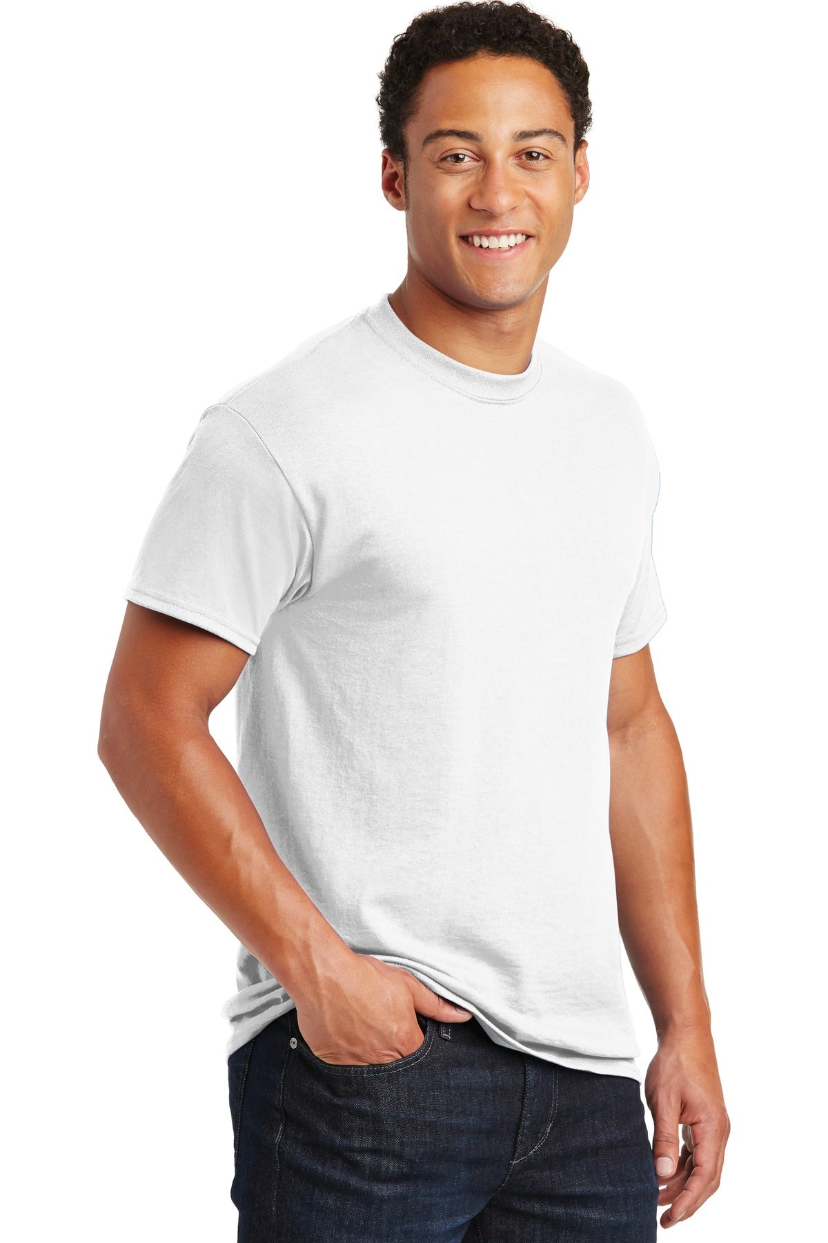 White Gildan DryBlend 50 Cotton/50 Poly T-Shirt. 8000