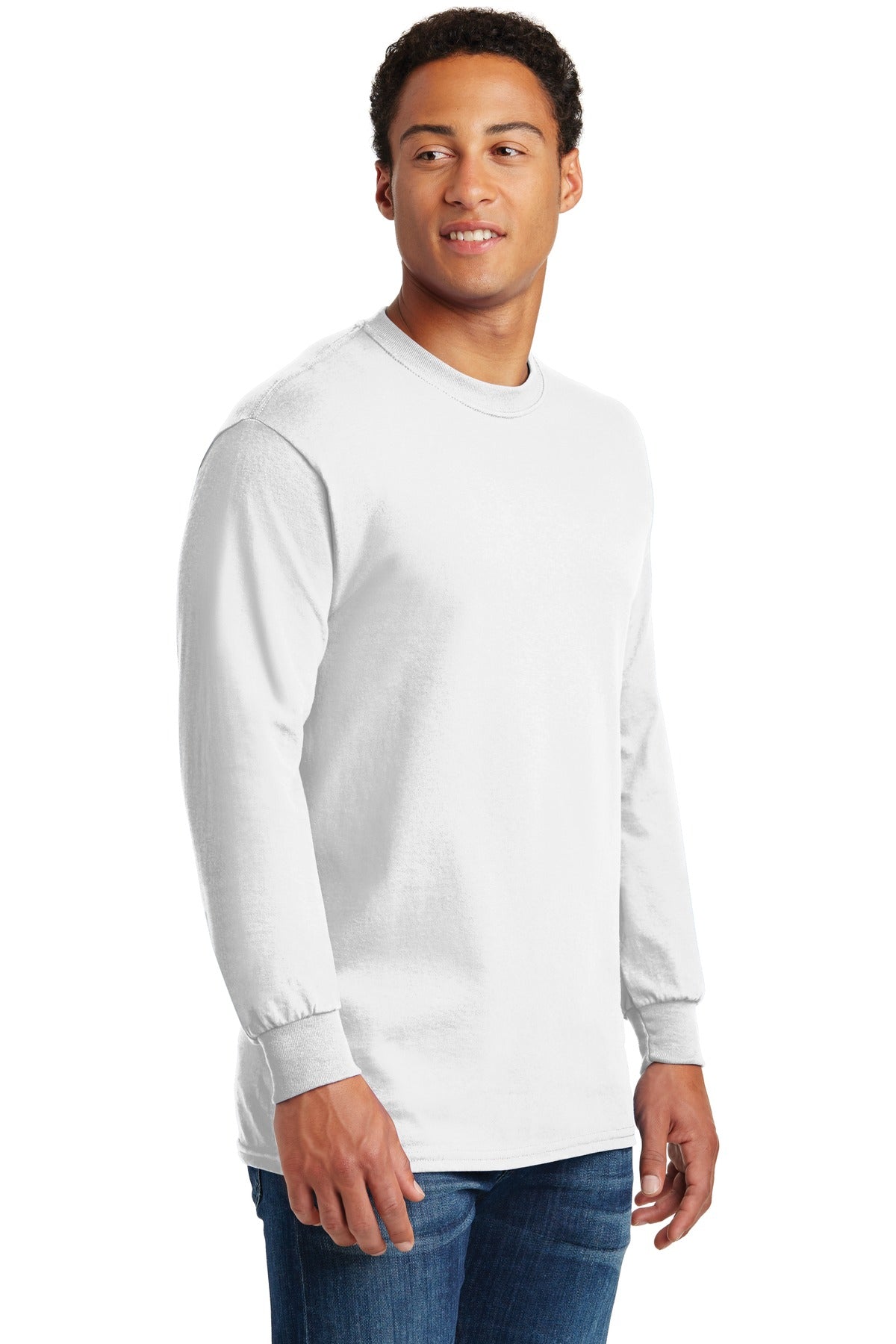 White Gildan - Heavy Cotton 100% Cotton Long Sleeve T-Shirt. 5400