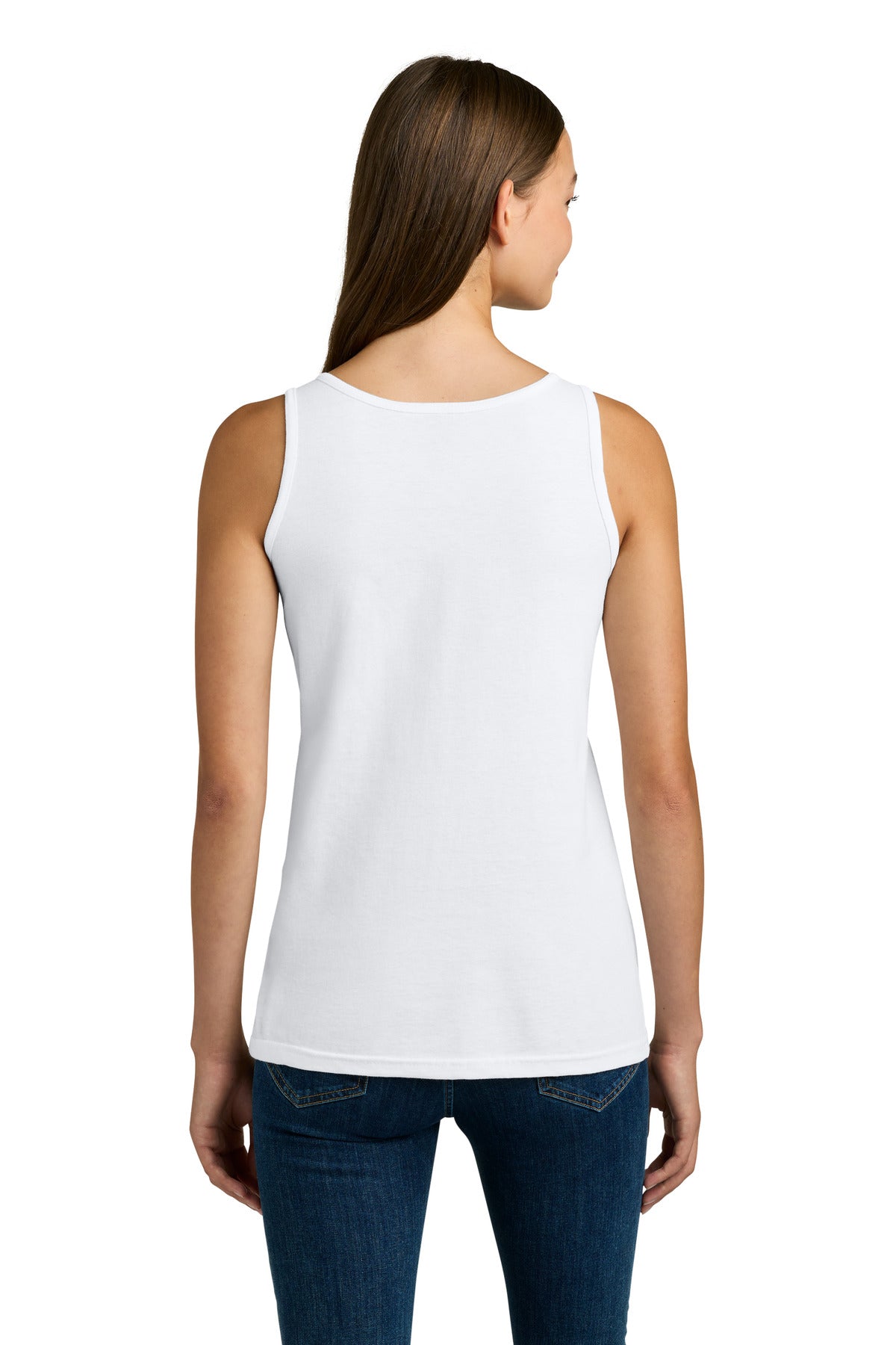 White Gildan Softstyle Junior Fit Tank Top. 64200L