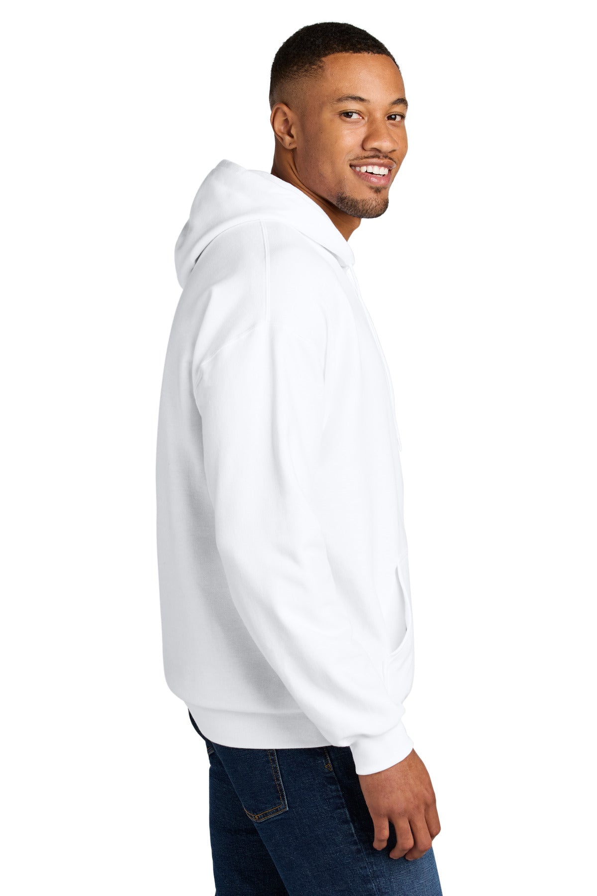 White Gildan Softstyle Midweight Pullover Hooded Sweatshirt SF500