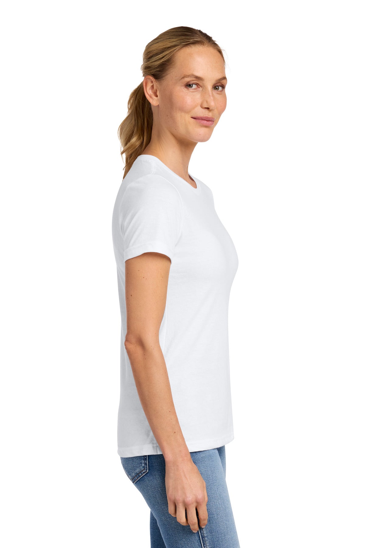 White Gildan Softstyle Women's CVC T-Shirt 64001LCVC