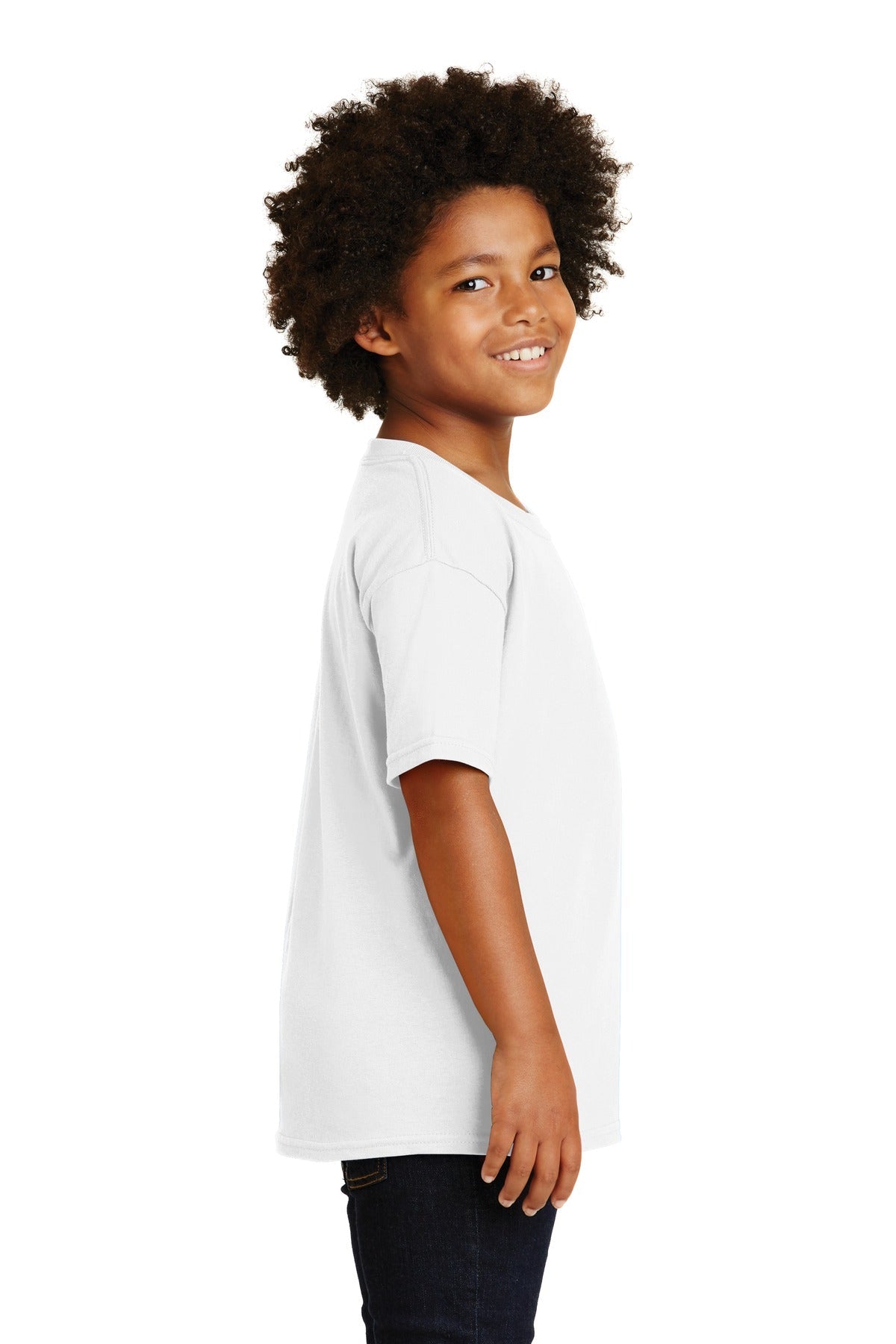 White Gildan - Youth Heavy Cotton 100% Cotton T-Shirt. 5000B