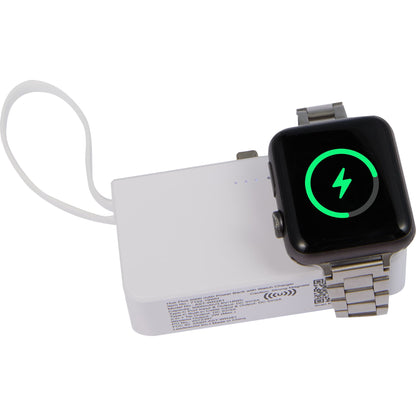 White Hue Plus 5000 mAh Power Bank with Watch Charger plain
