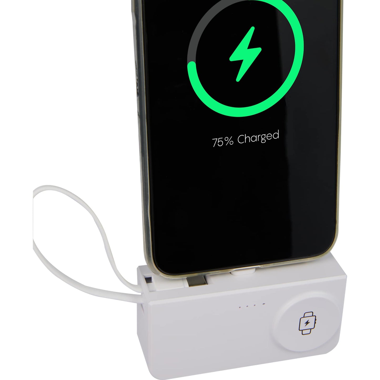 White Hue Plus 5000 mAh Power Bank with Watch Charger plain