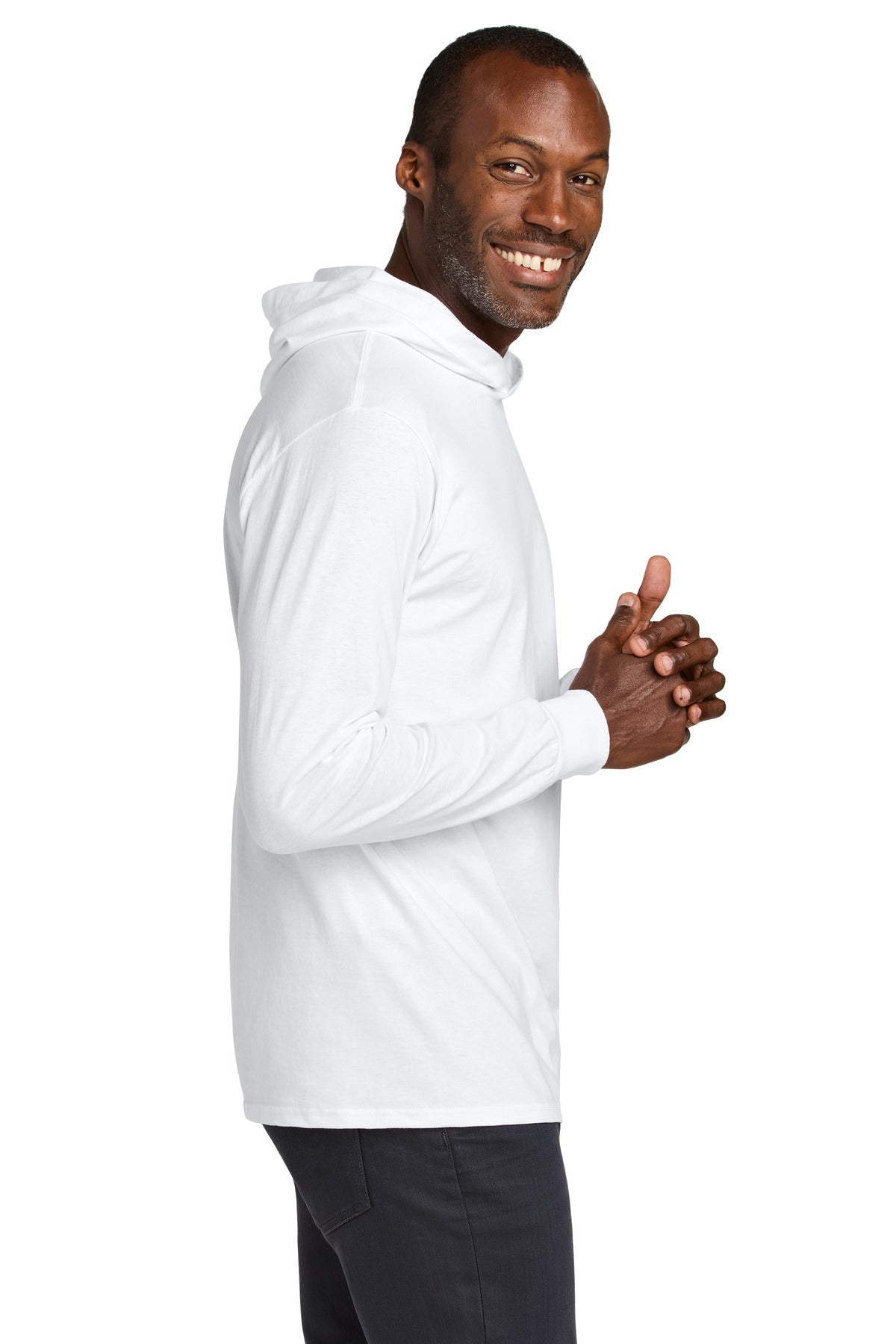 White Jerzees Classics Unisex Cotton Long Sleeve Hooded T-Shirt 363LH