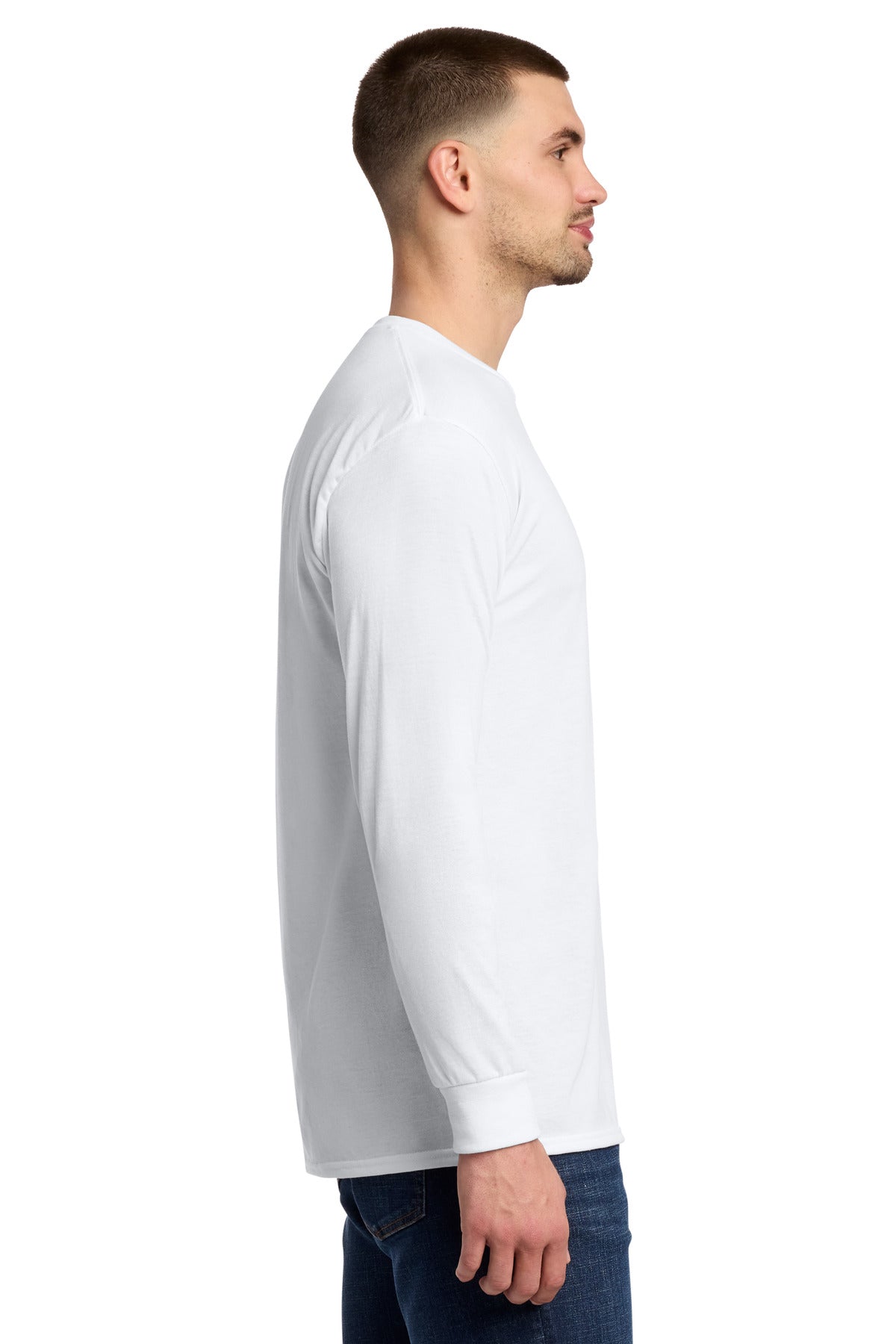 White Jerzees Dri-Power 100% Polyester Long Sleeve T-Shirt 21LS