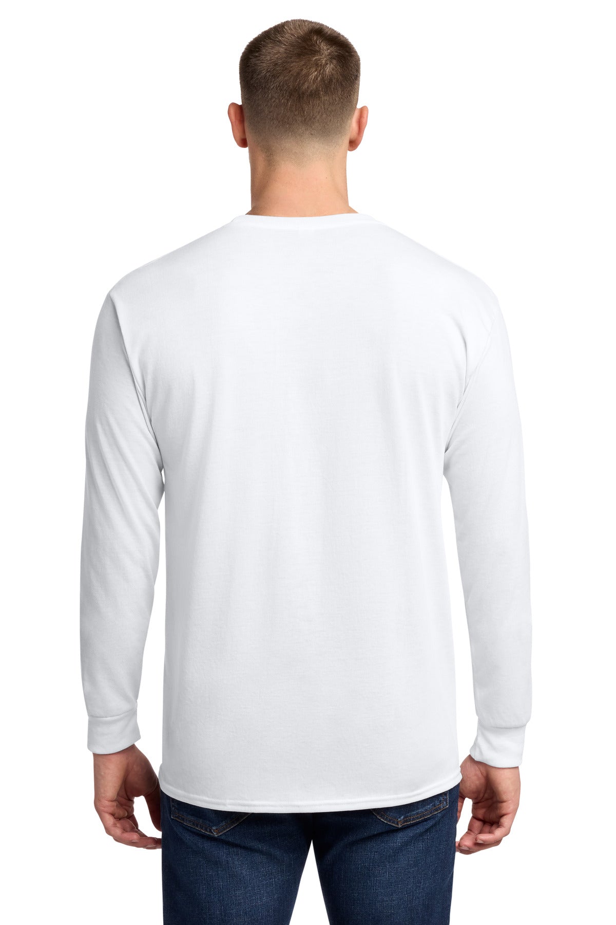 White Jerzees Dri-Power 100% Polyester Long Sleeve T-Shirt 21LS