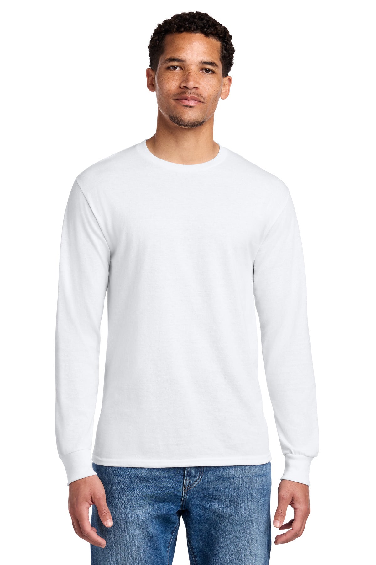 White Jerzees - Dri-Power 50/50 Cotton/Poly Long Sleeve T-Shirt. 29LS