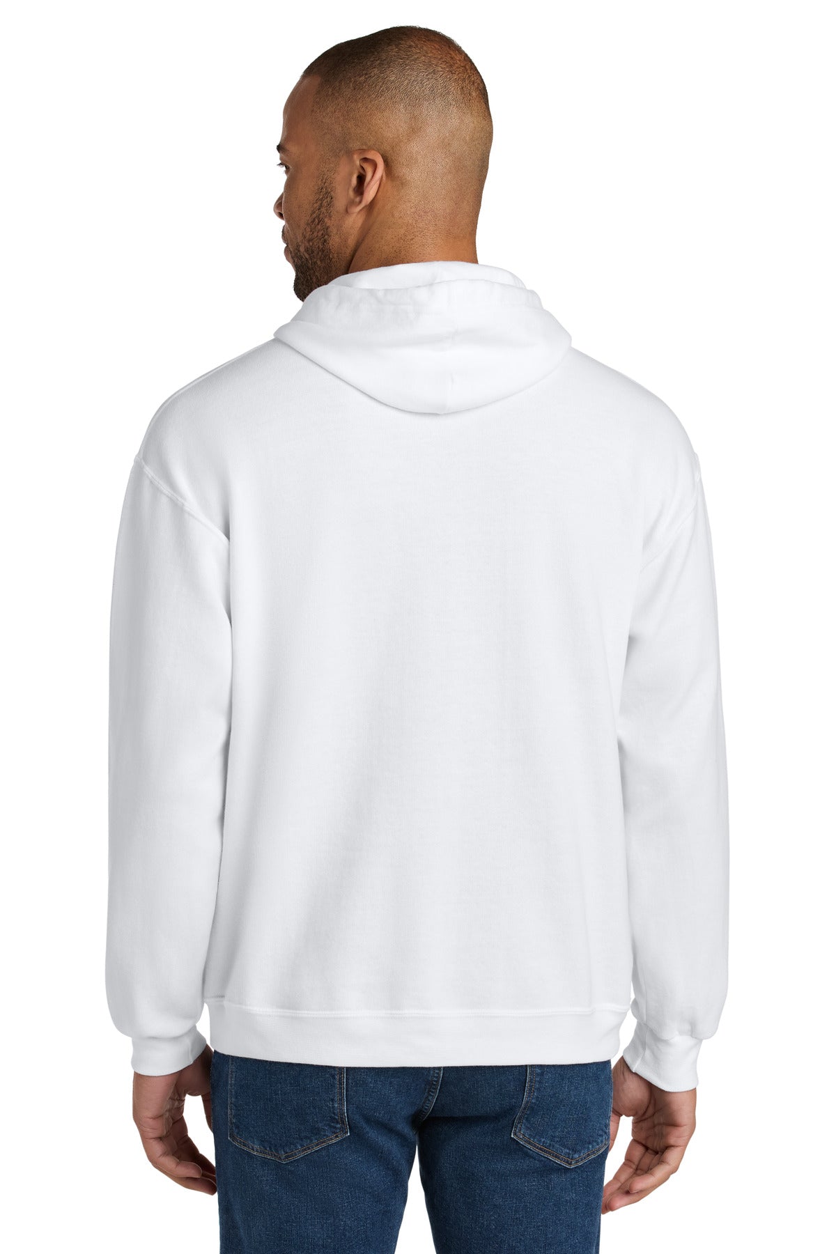 White Jerzees Ultimate Unisex CVC Ring Spun Hooded Sweatshirt IC49M
